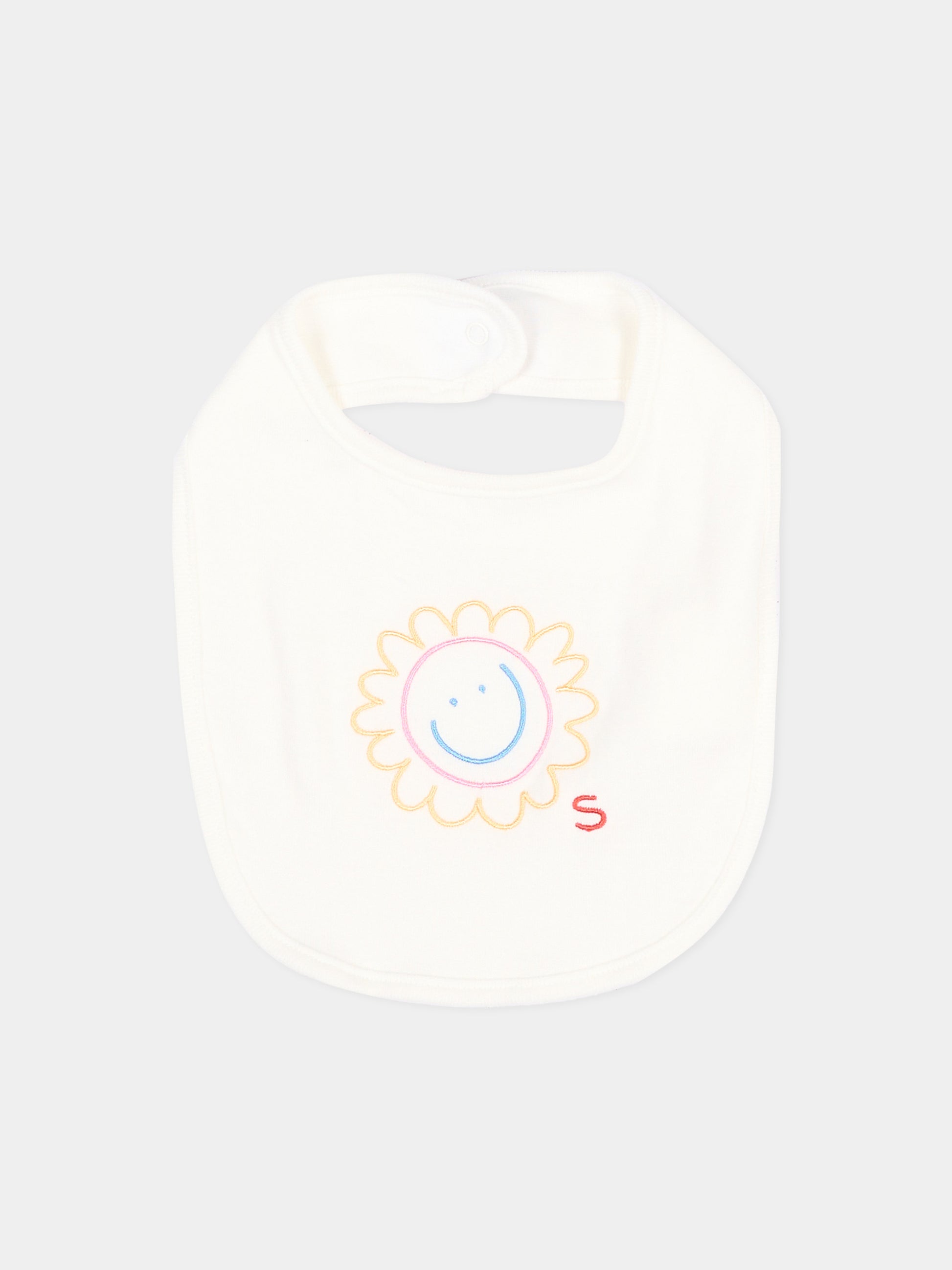 Bavaglino avorio per neonato con ricami,Stella Mccartney Kids,TVB630 Z0669 101