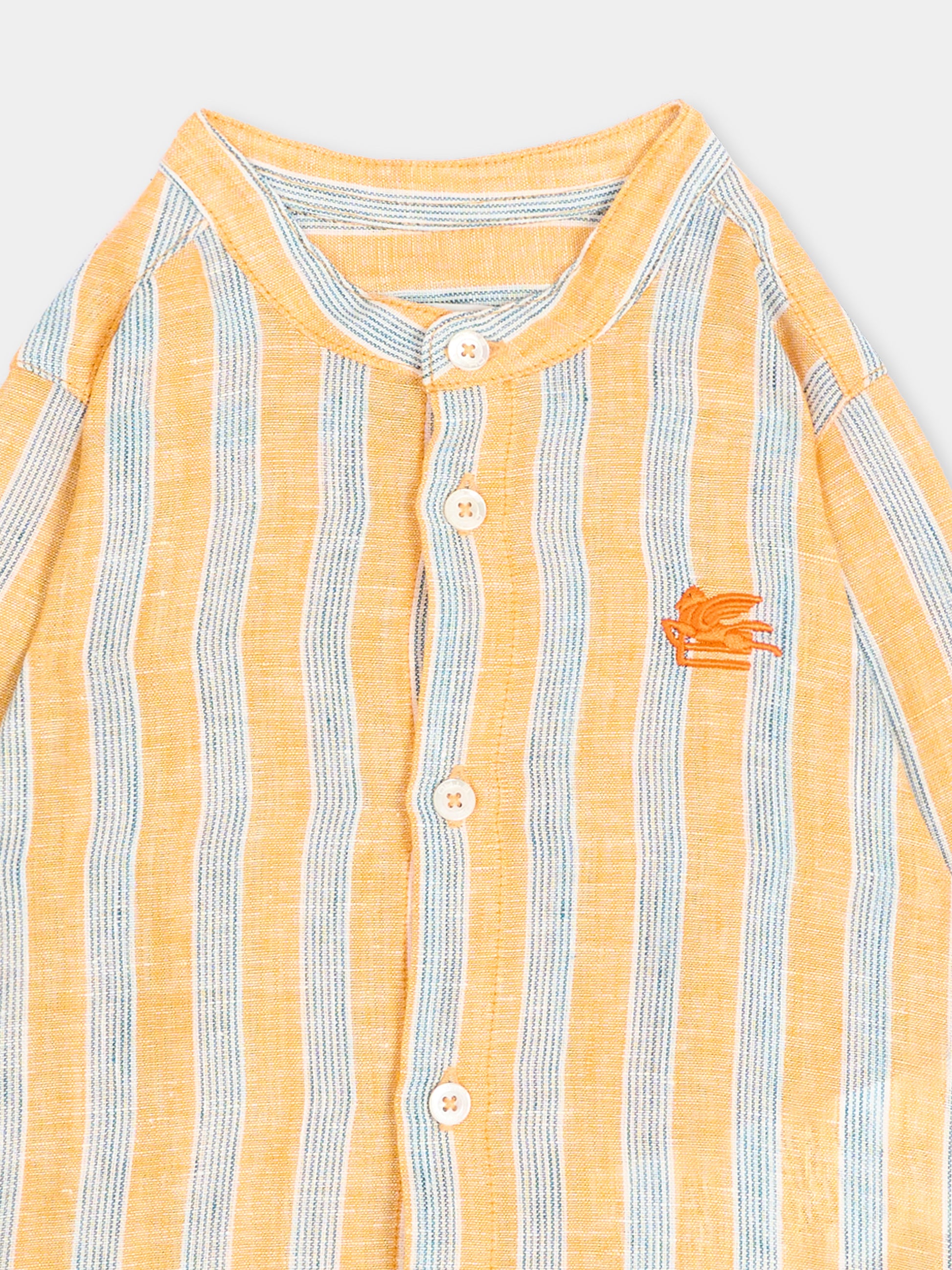 Camicia arancione per neonato con Pegaso,Etro,GW5530 Z2877 400AZ
