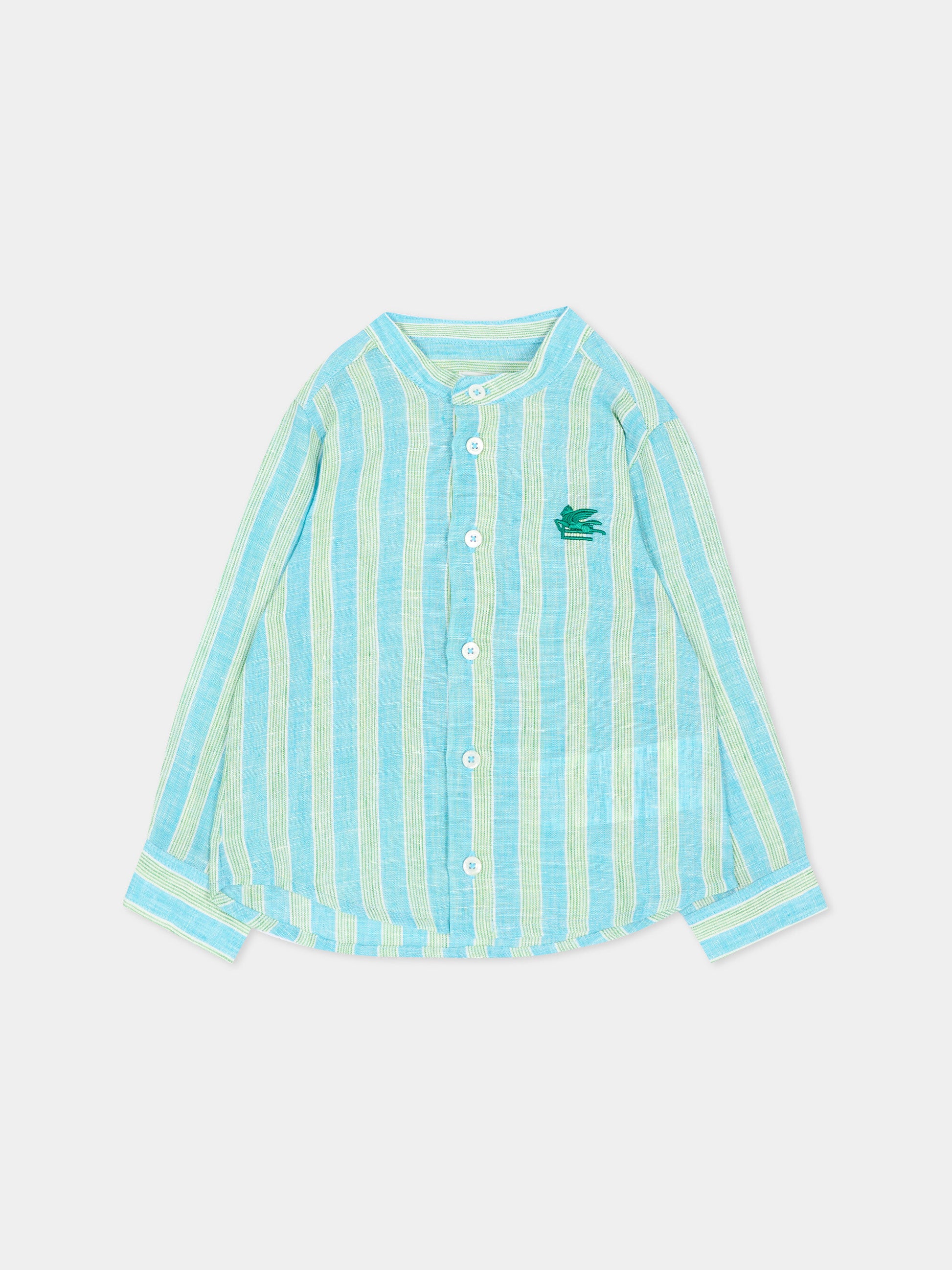 Camicia verde per neonato con Pegaso,Etro,GW5530 Z2877 60IVE