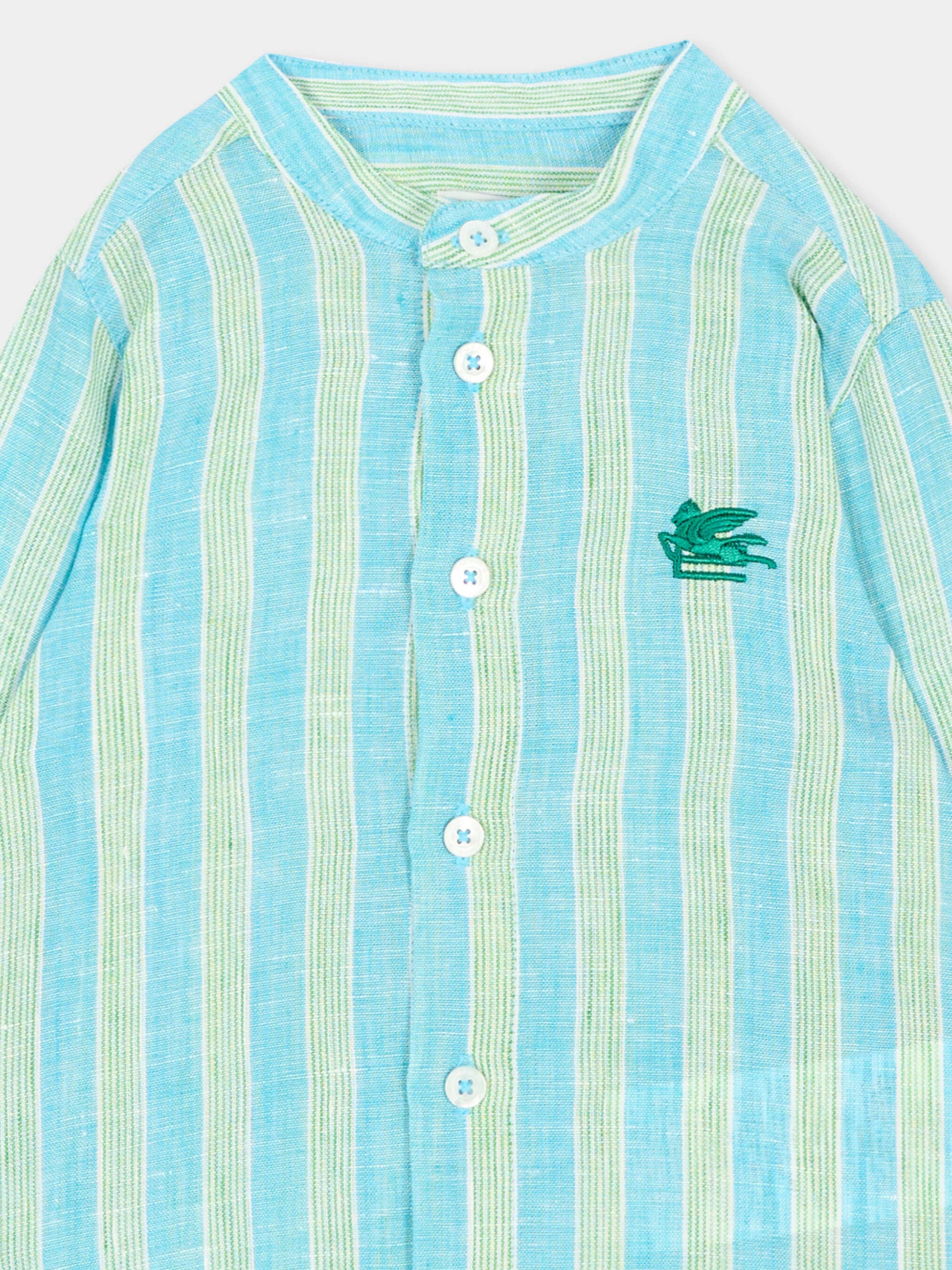 Camicia verde per neonato con Pegaso,Etro,GW5530 Z2877 60IVE