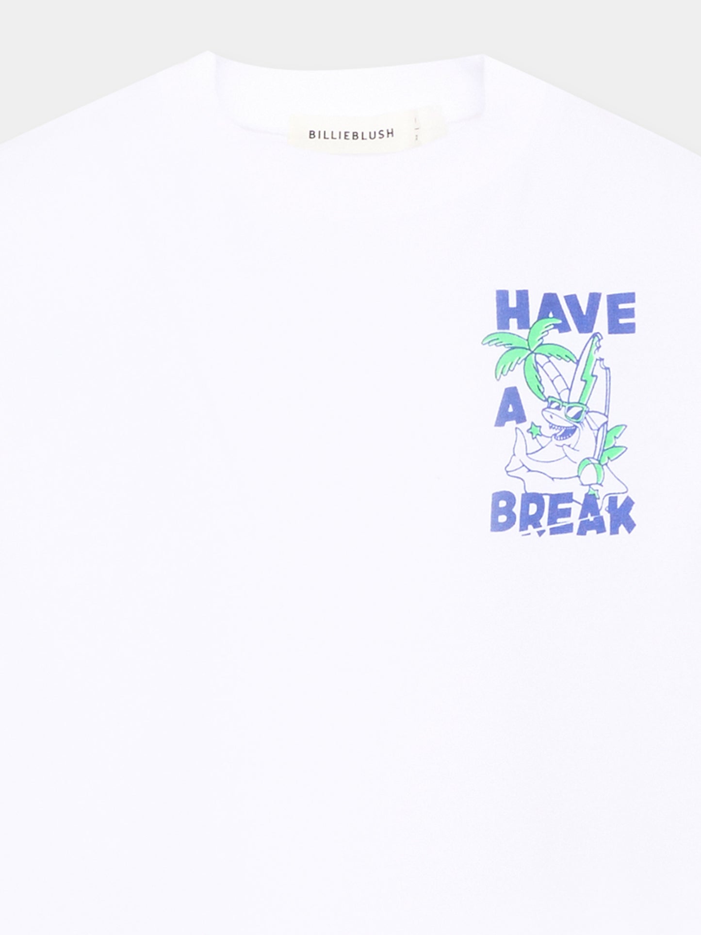 T-shirt bianca per bambina con squalo,Billieblush,U21705 10P