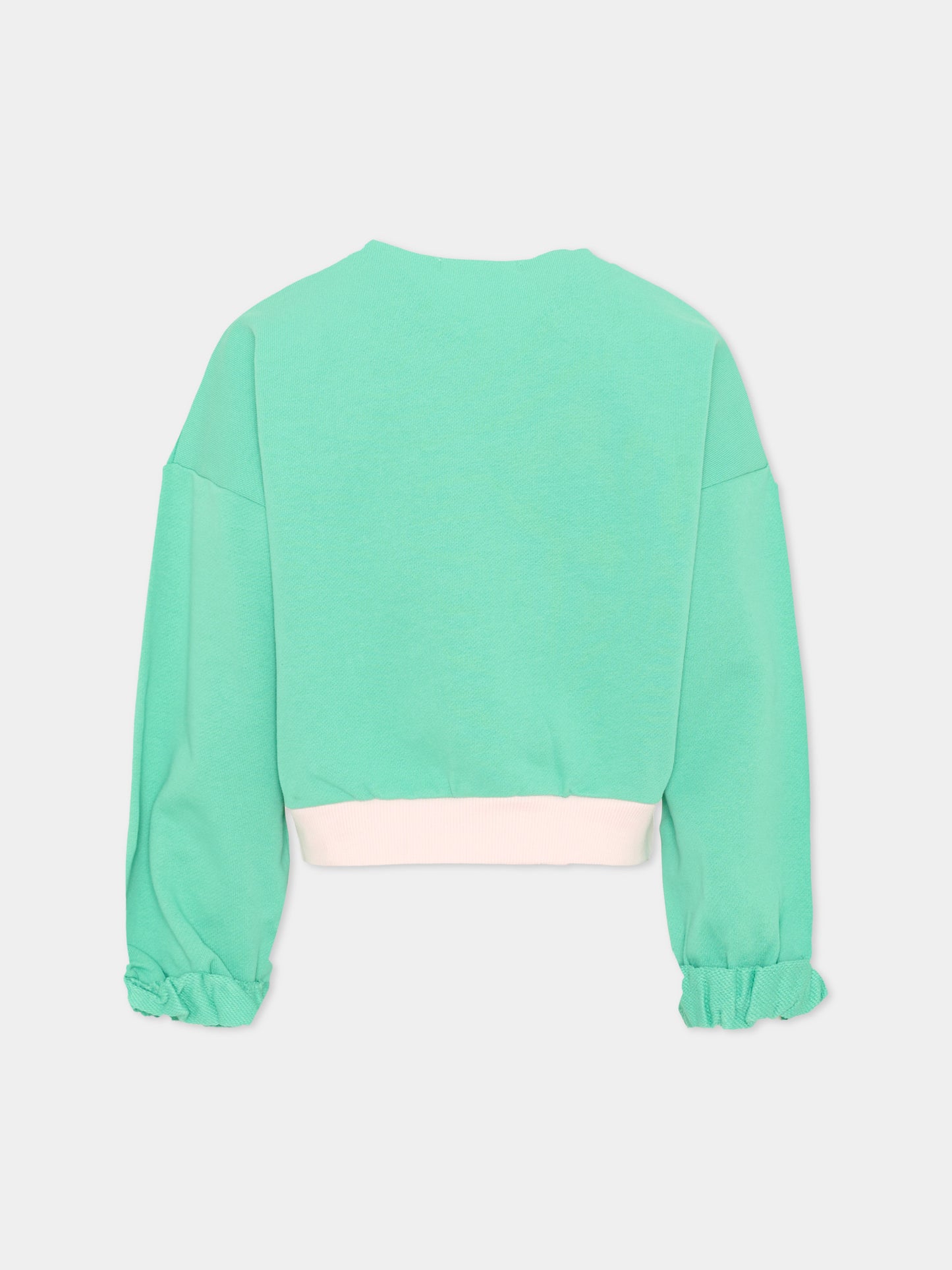 Felpa verde per bambina con stampa,Billieblush,U21918 68M