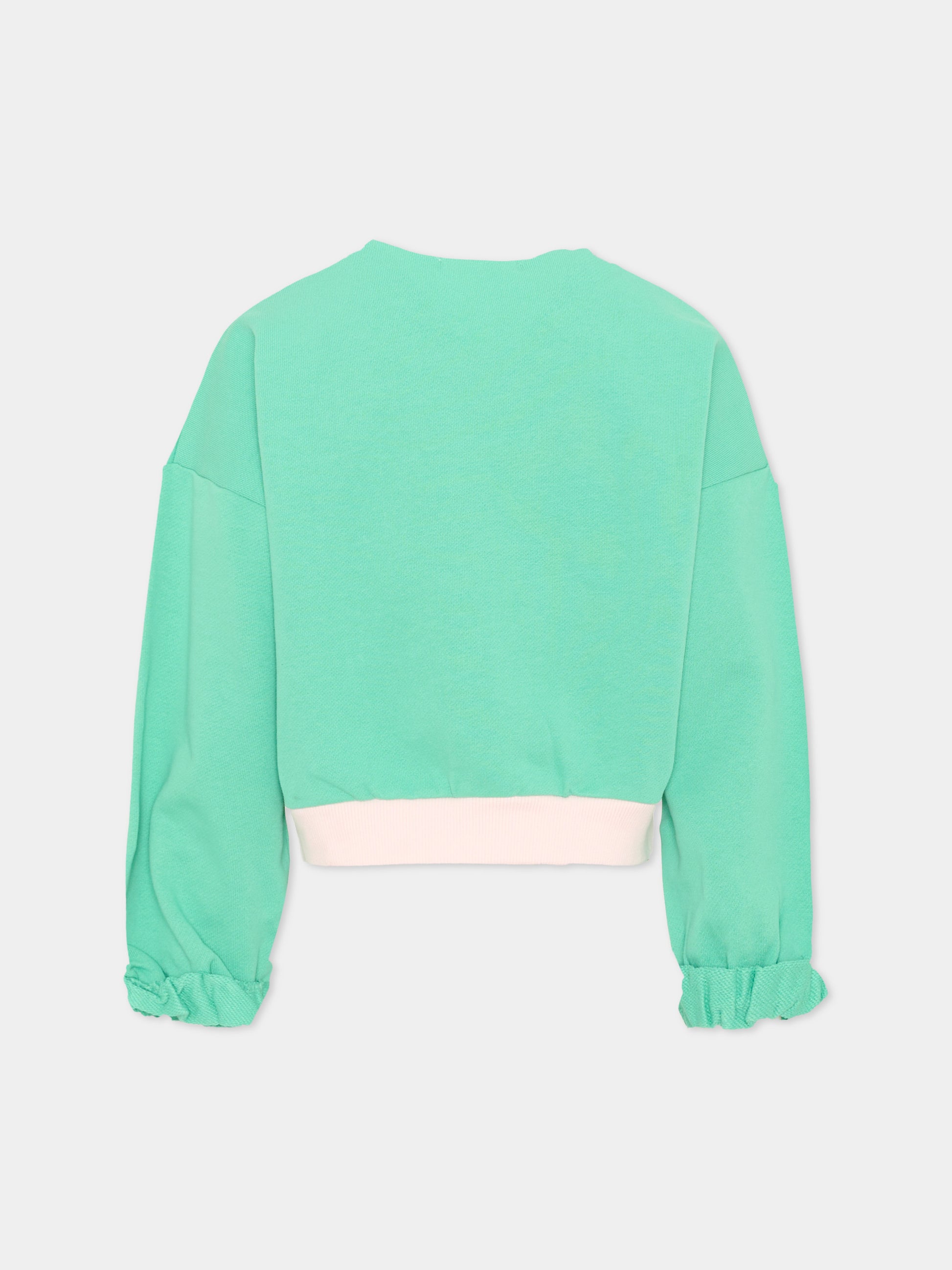 Felpa verde per bambina con stampa,Billieblush,U21918 68M