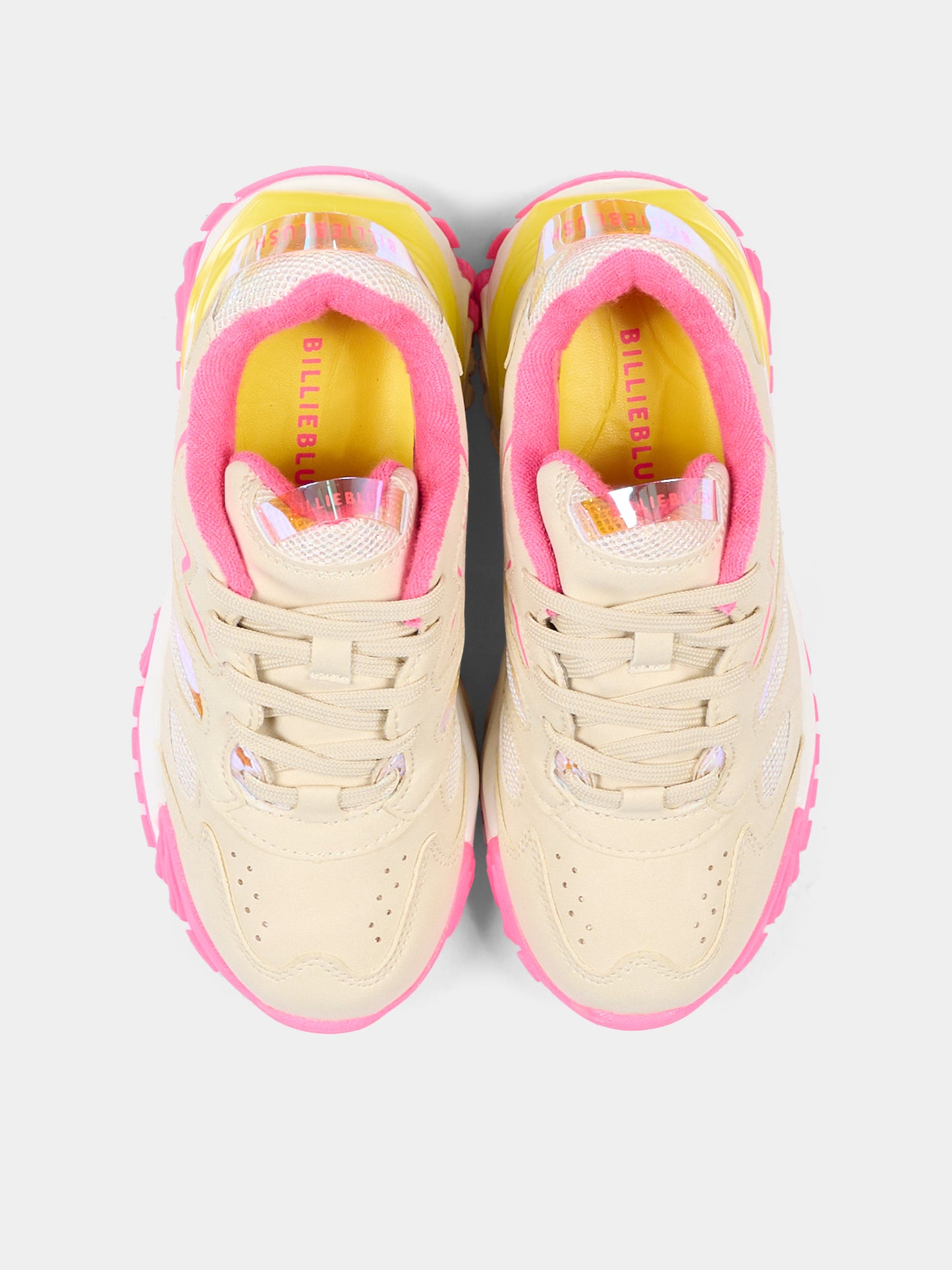 Sneakers beige per bambina con logo,Billieblush,U21991 148