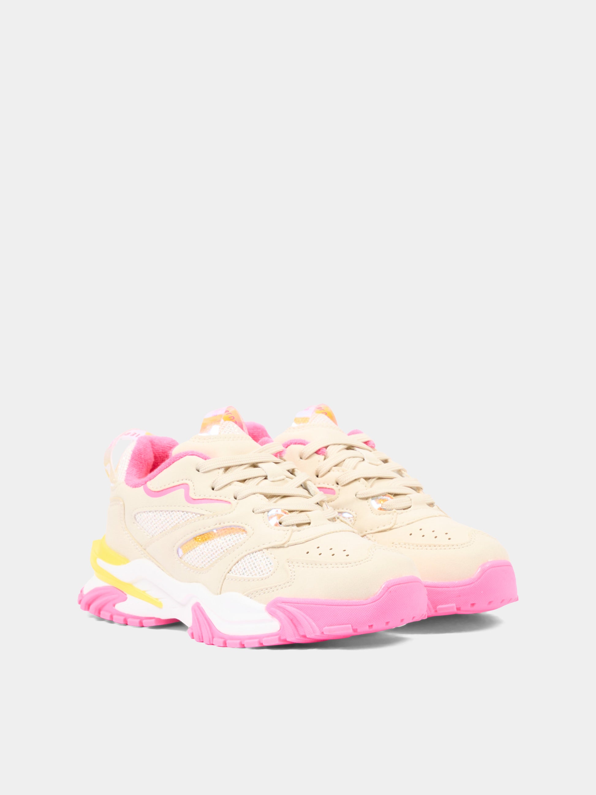 Sneakers beige per bambina con logo,Billieblush,U21991 148