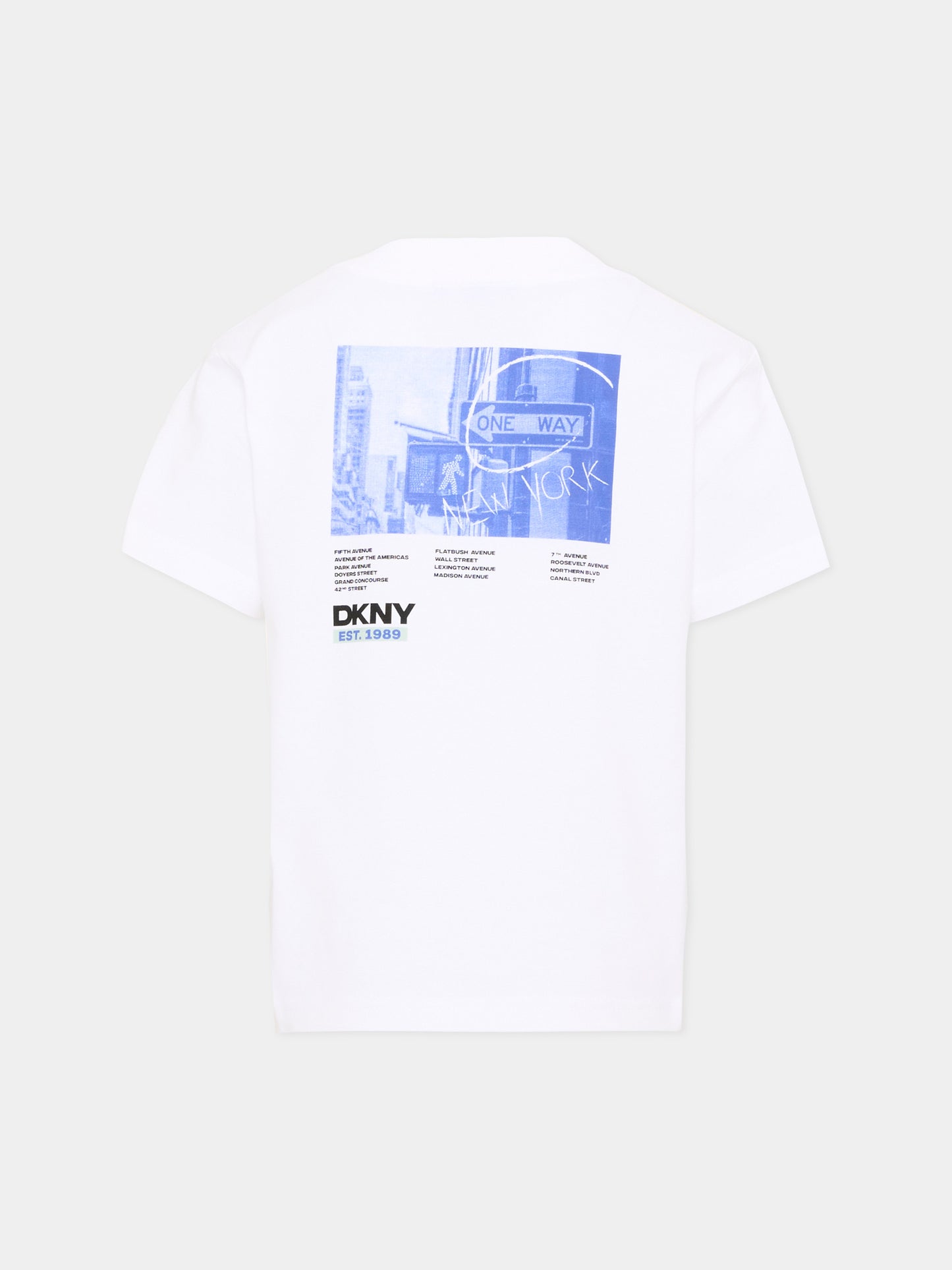 T-Shirt bianca per bambino con logo,Dkny,D62547 10P