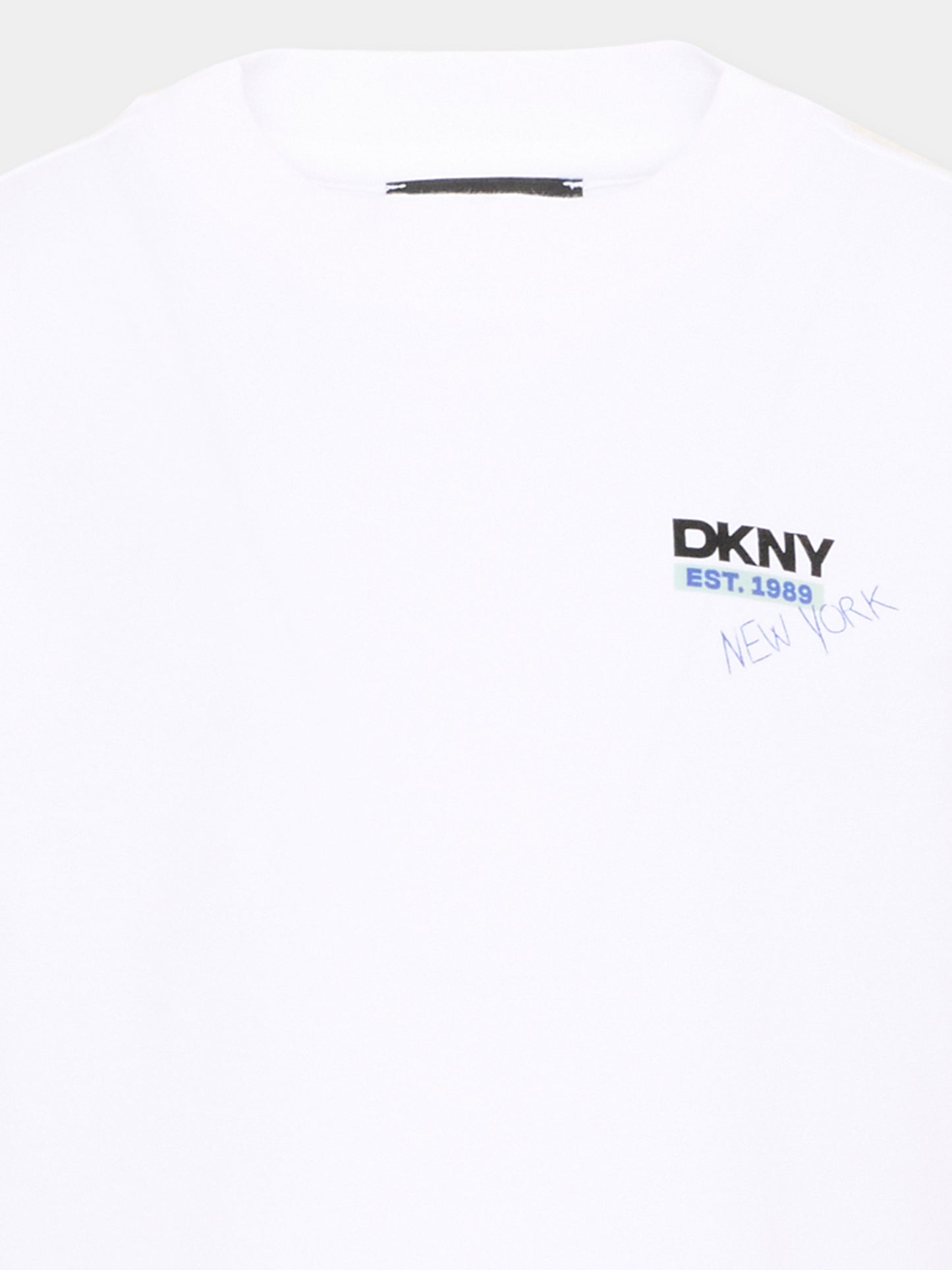 T-Shirt bianca per bambino con logo,Dkny,D62547 10P