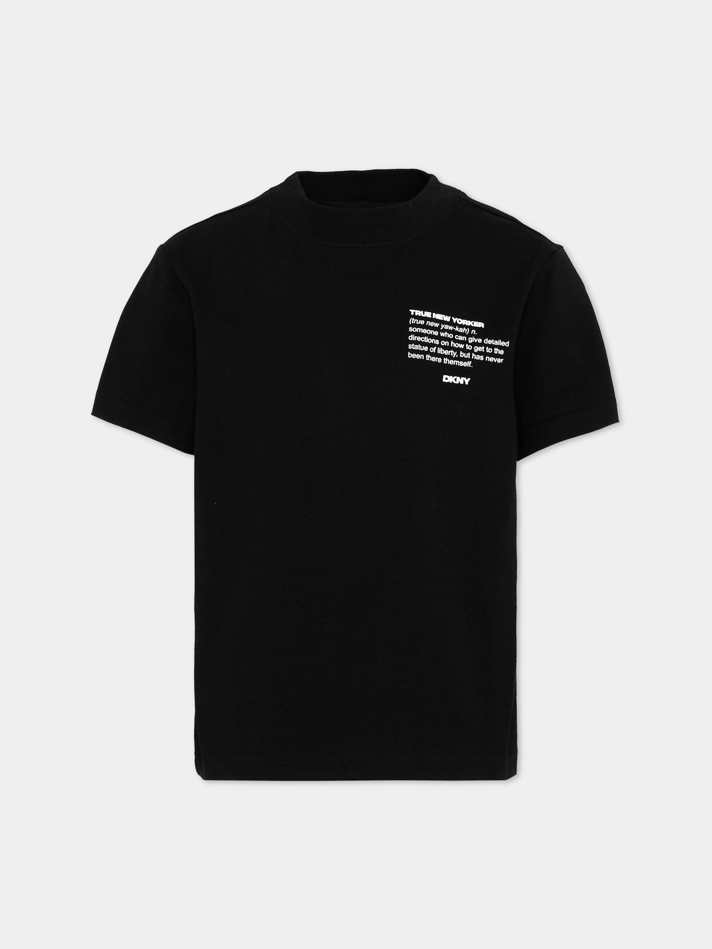 T-Shirt nera per bambino con logo,Dkny,D62548 09B