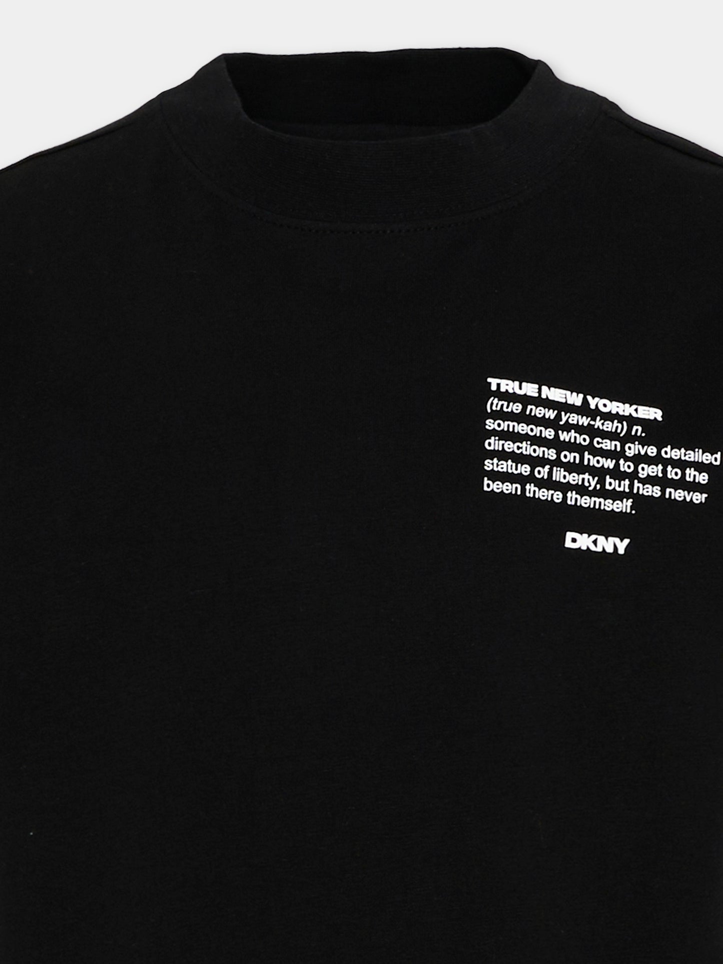 T-Shirt nera per bambino con logo,Dkny,D62548 09B
