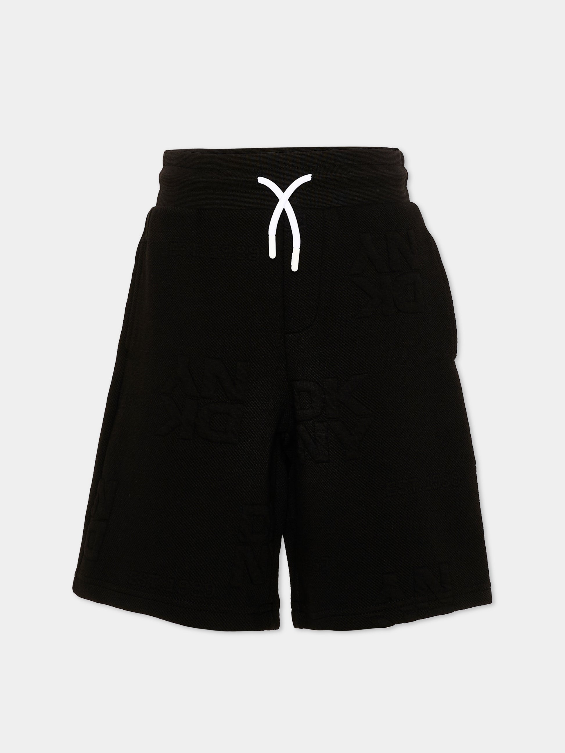Shorts sportivi neri per bambino con logo,Dkny,D62525 09B
