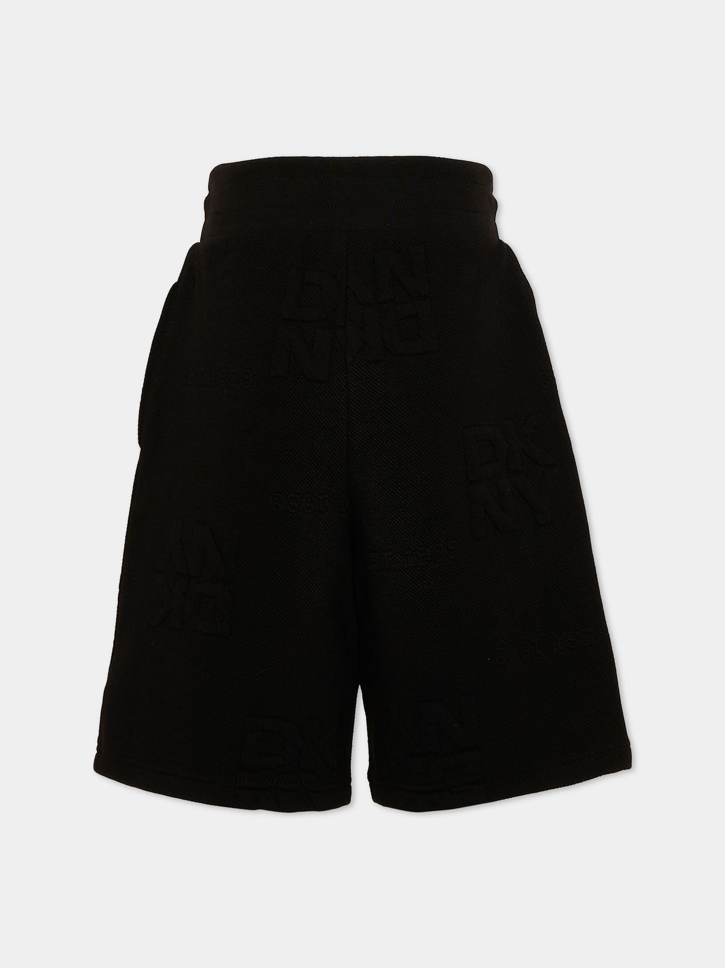 Shorts sportivi neri per bambino con logo,Dkny,D62525 09B