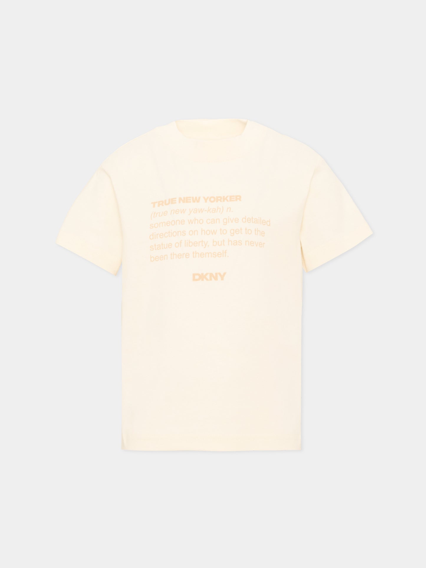 T-Shirt avorio per bambino con logo,Dkny,D62548 519