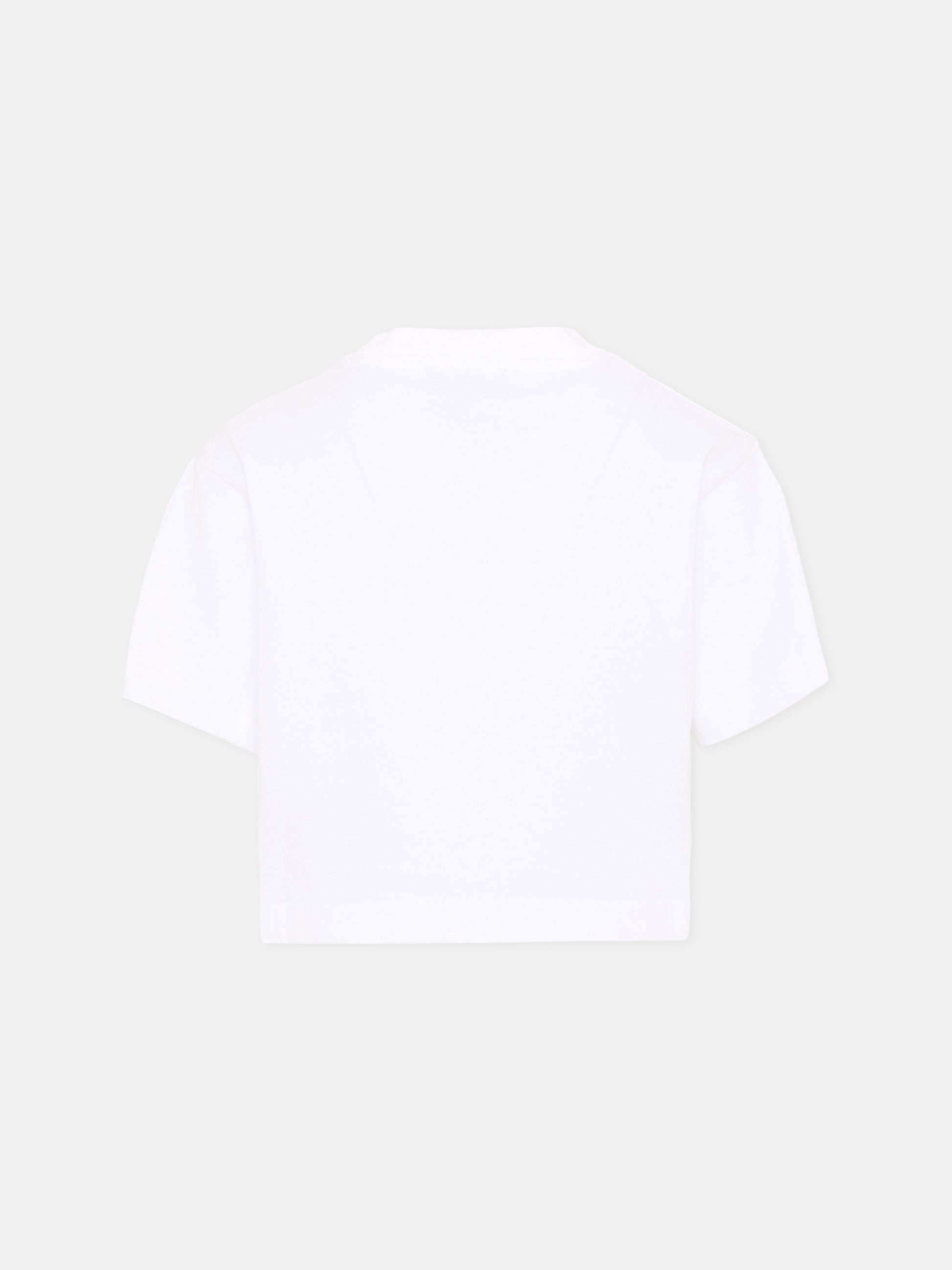 T-Shirt bianca per bambina con logo,Dkny,D62590 10P