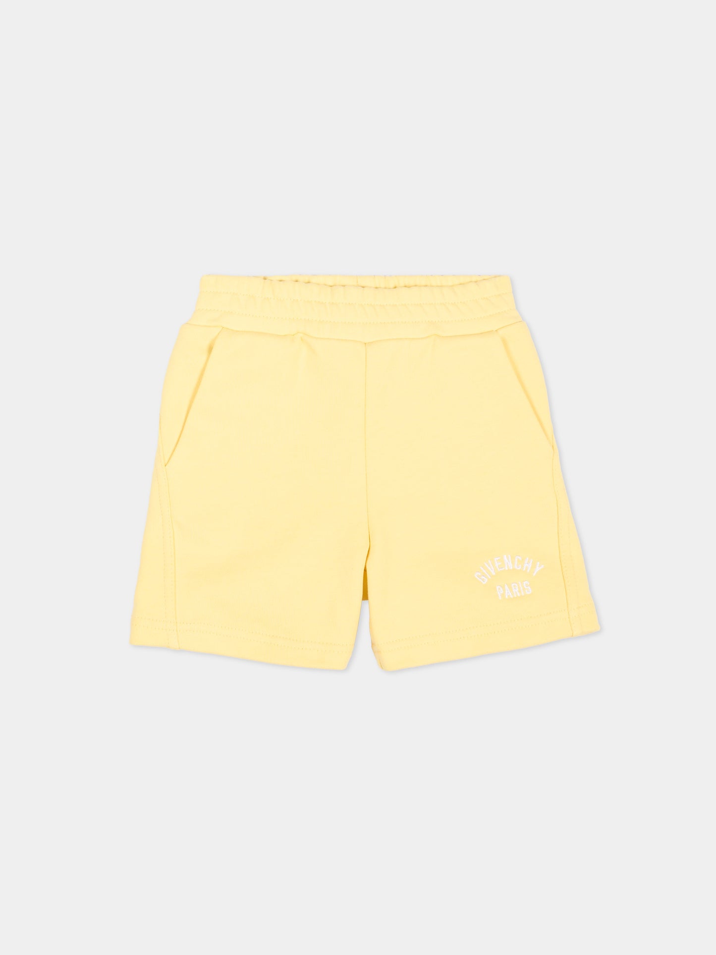 Shorts sportivi gialli per neonati con logo,Givenchy Kids,H31231 524