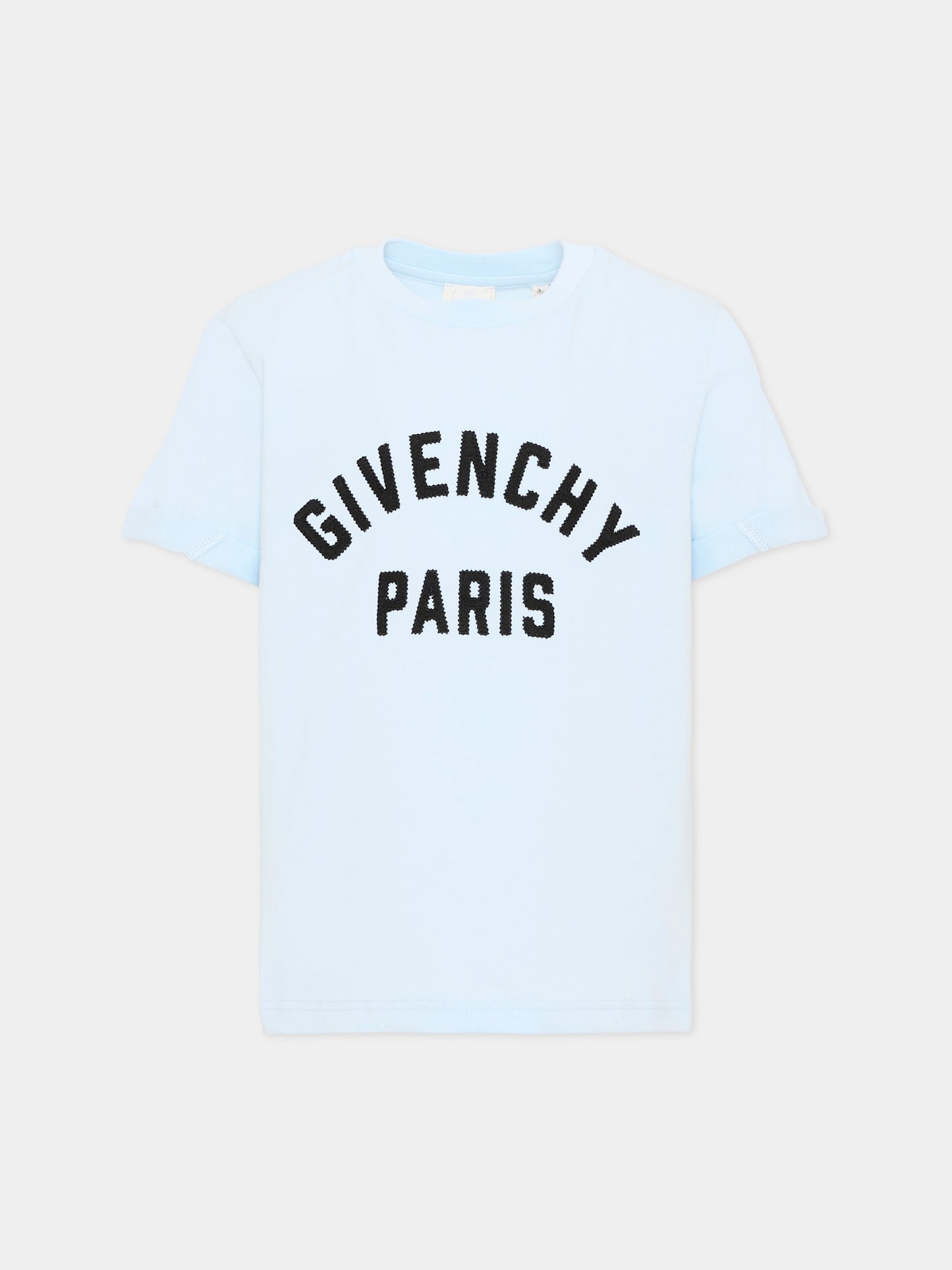 T-shirt celeste per bambini con logo,Givenchy Kids,H31109 77L