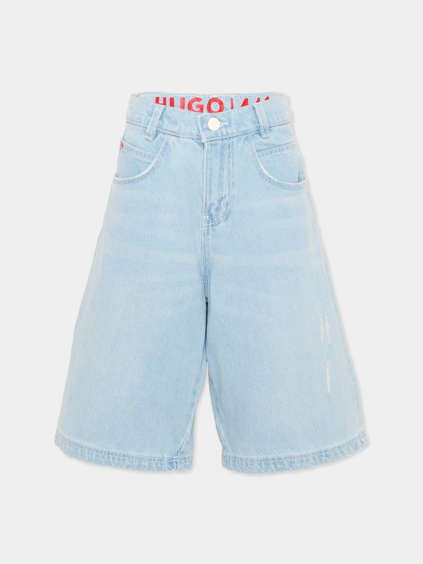 Shorts denim per bambino con logo,Hugo,G00993 Z74