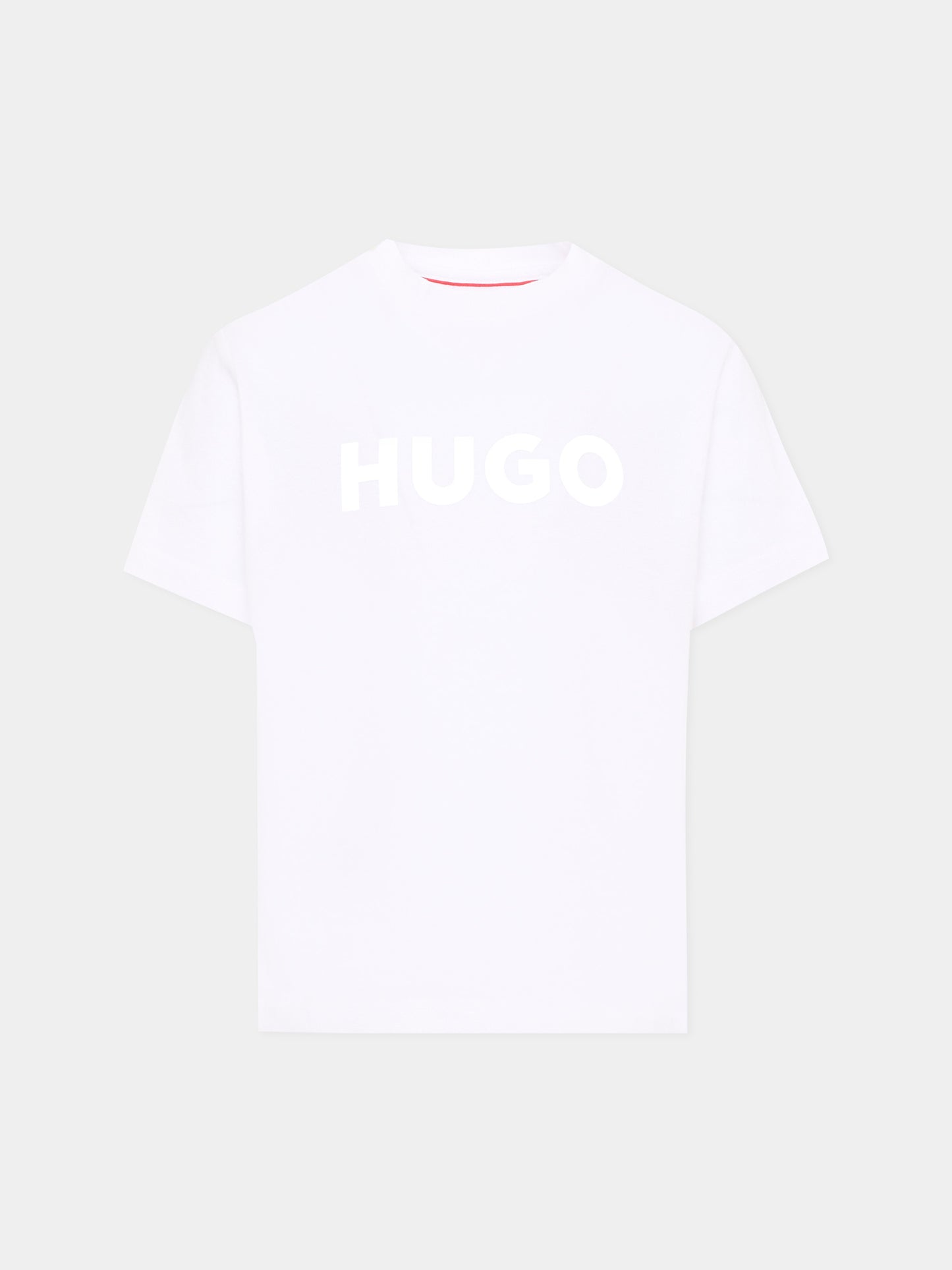 T-Shirt bianca per bambino con logo,Hugo,G01016 10P