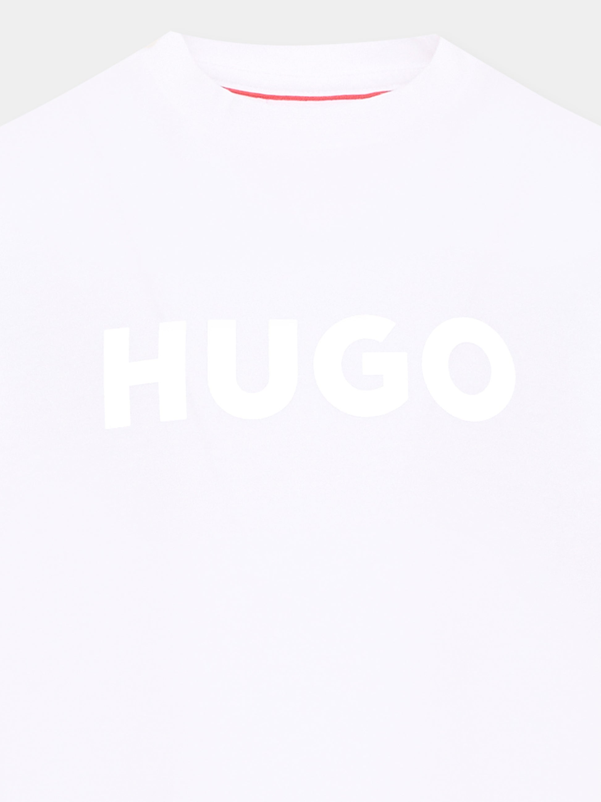 T-Shirt bianca per bambino con logo,Hugo,G01016 10P