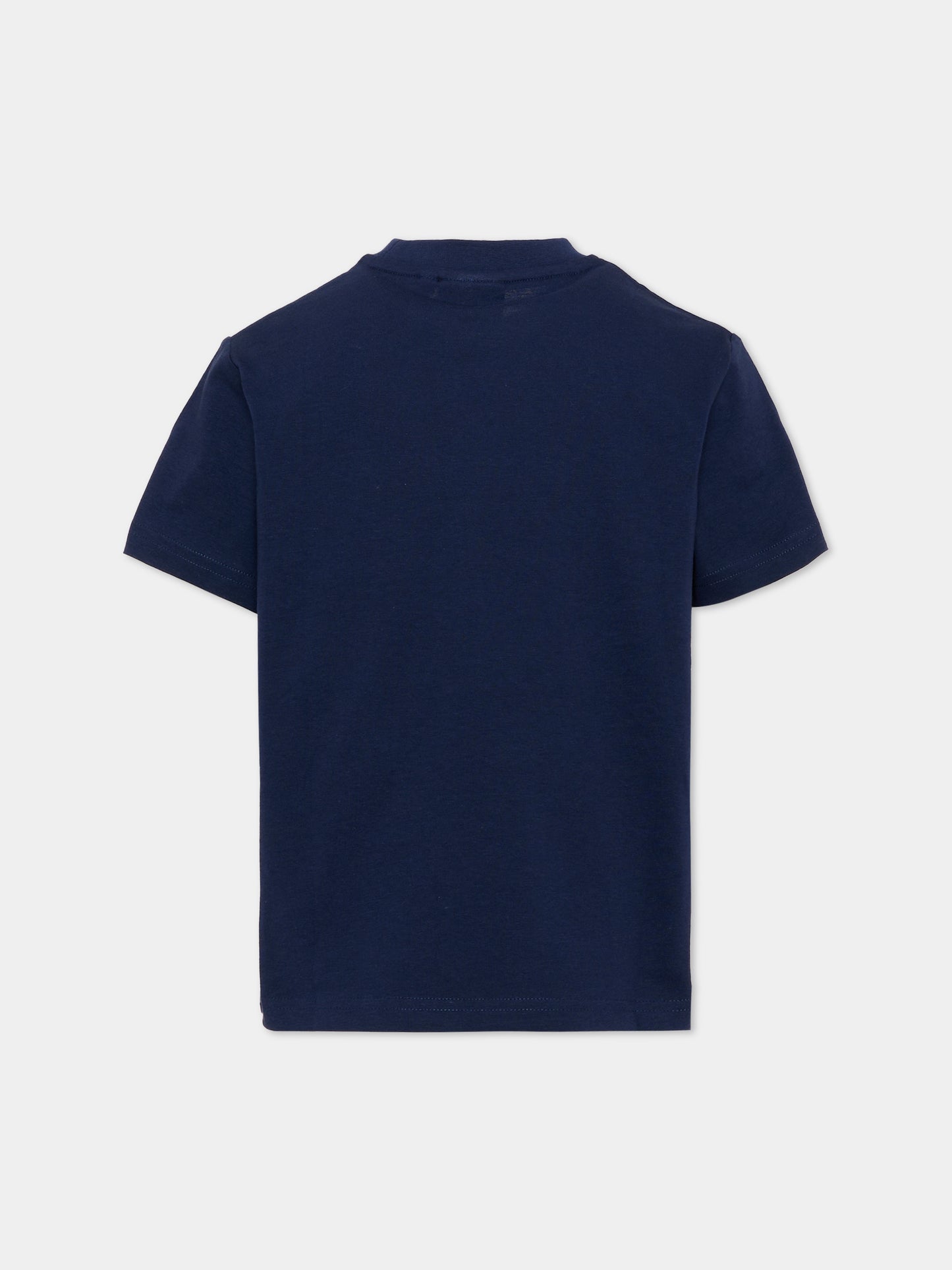 T-Shirt blu per bambino con logo,Hugo,G01016 85C