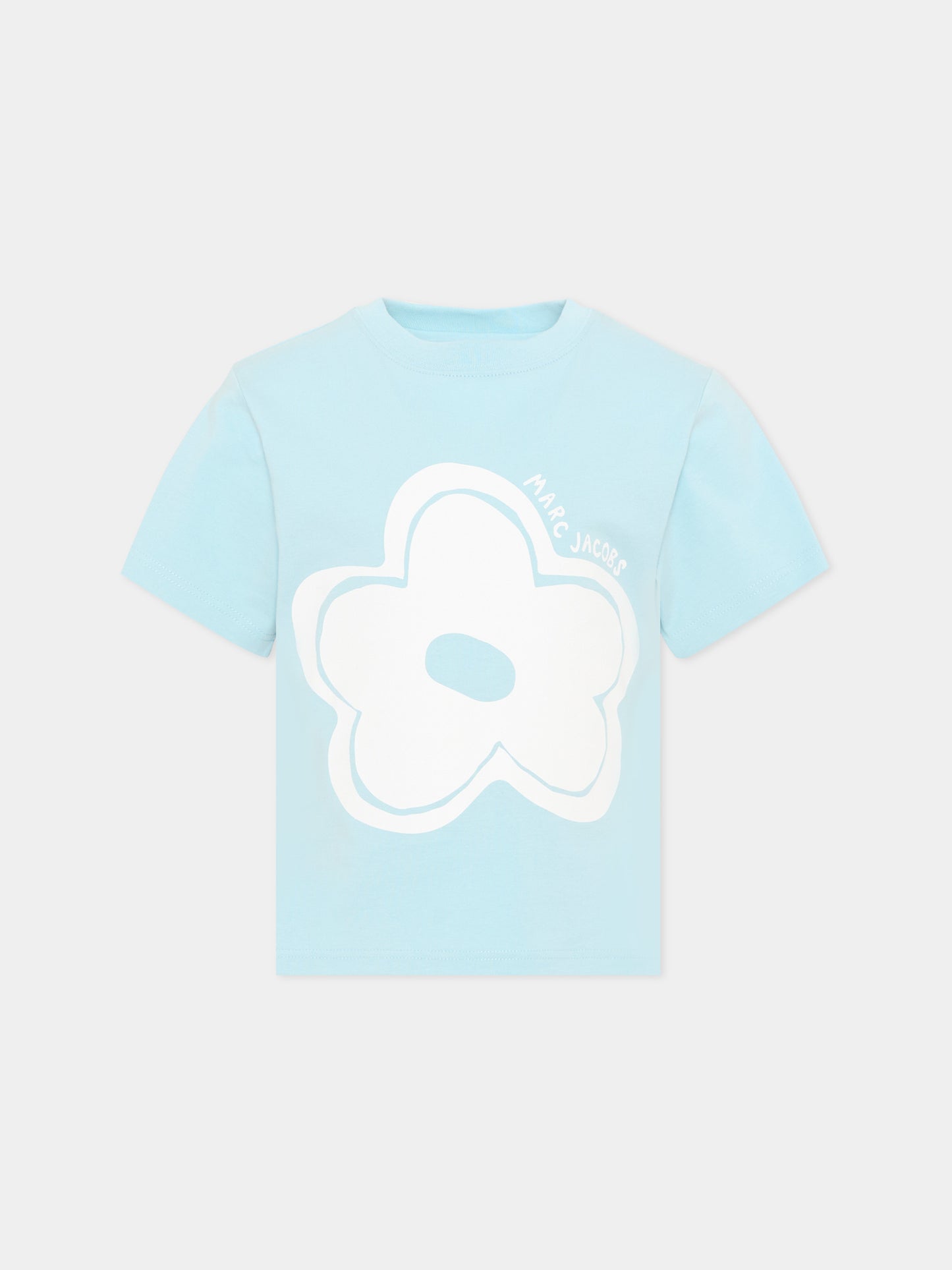 T-shirt celeste per bambina con fiore,Marc Jacobs,W60735 77B