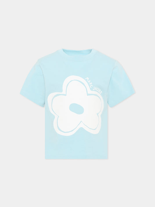 T-shirt celeste per bambina con fiore,Marc Jacobs,W60735 77B