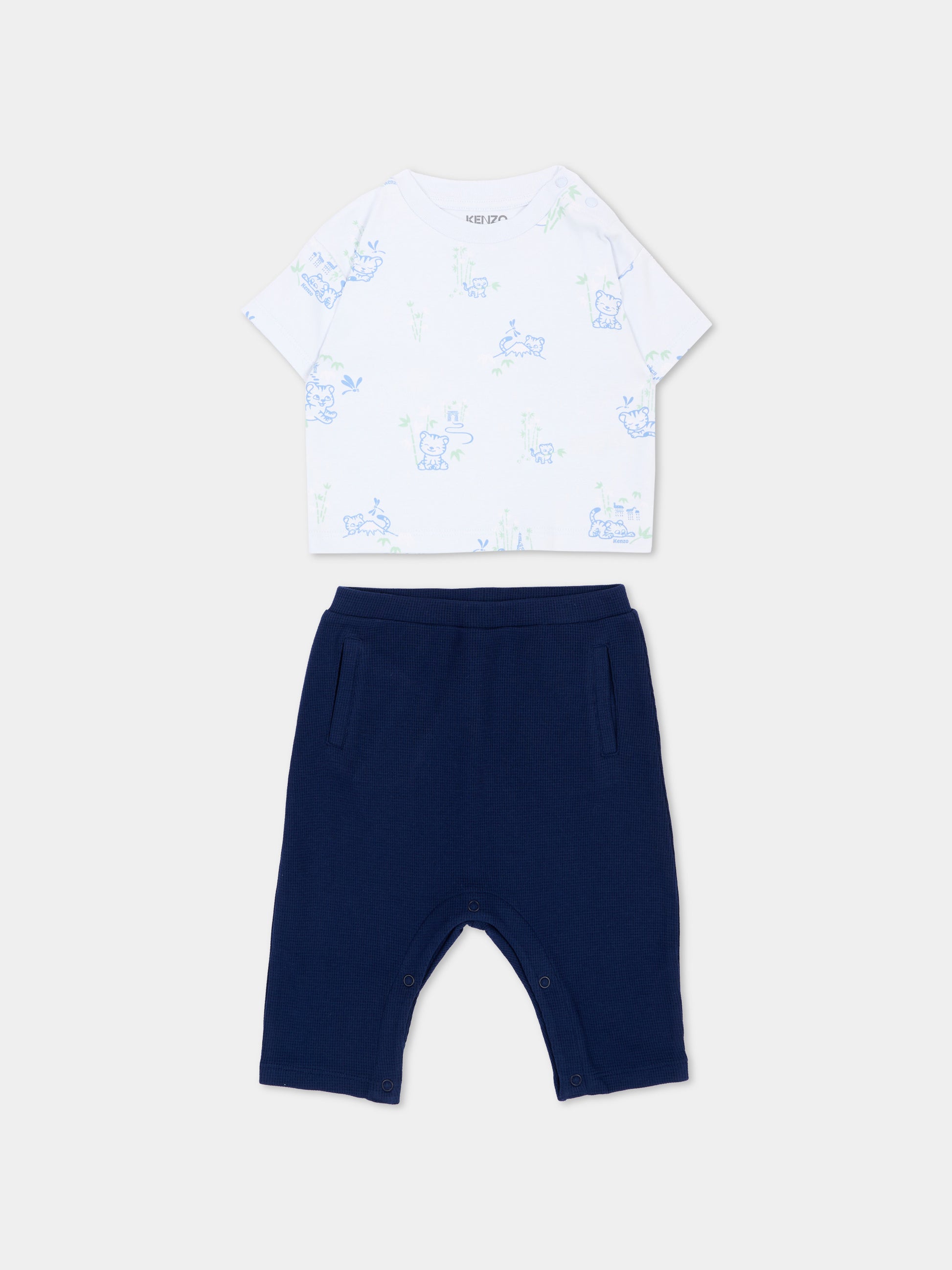 Completo sportivo blu per neonato con tigri,Kenzo Kids,K61598 84N