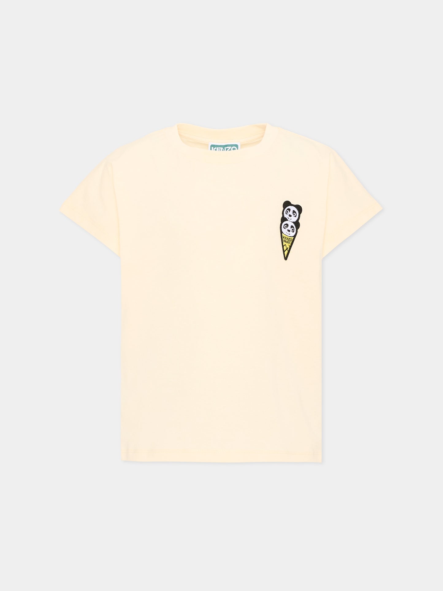 T-shirt avorio per bambina con lògo,Kenzo Kids,K61763 208