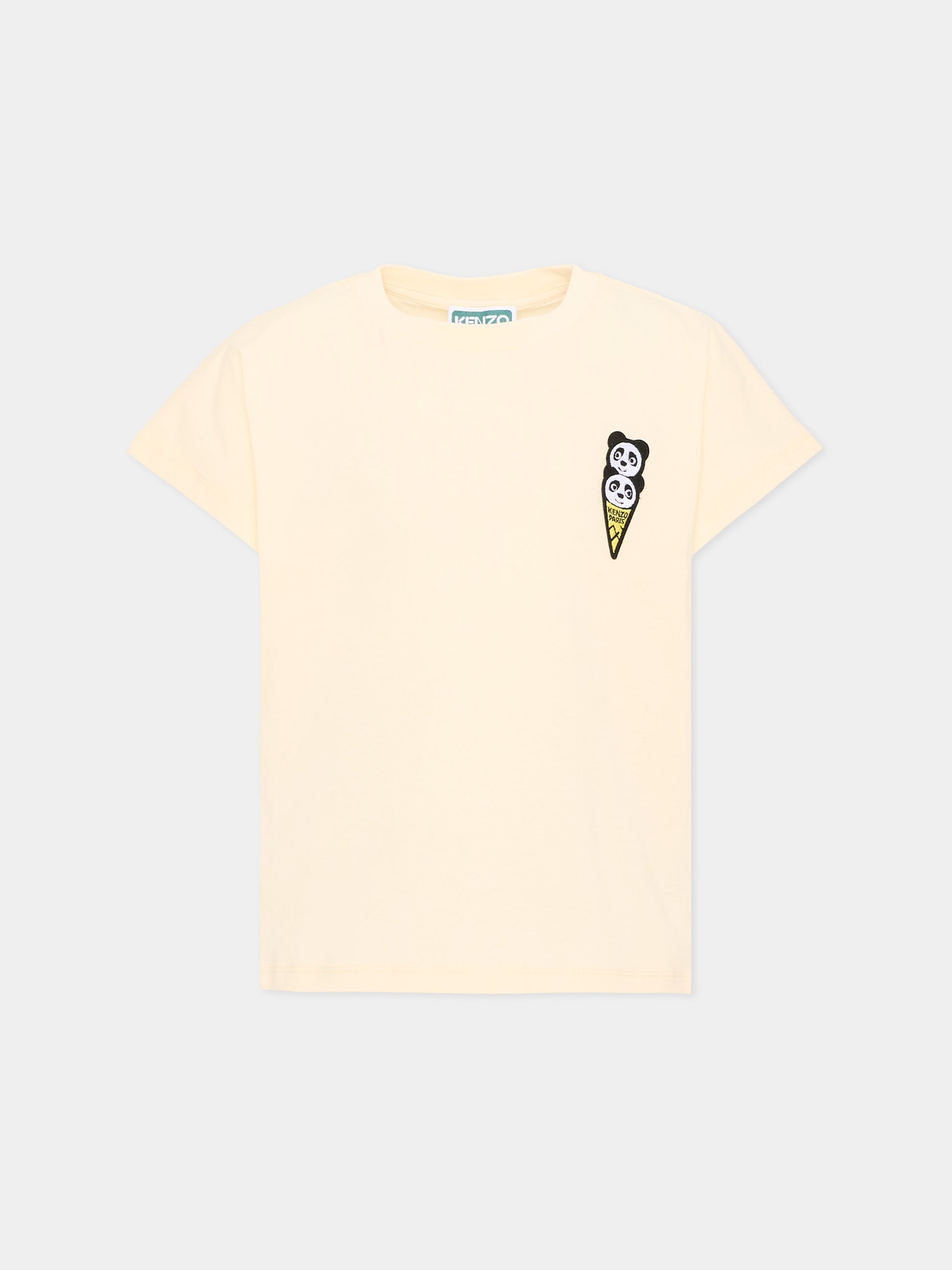 T-shirt avorio per bambina con lògo,Kenzo Kids,K61763 208