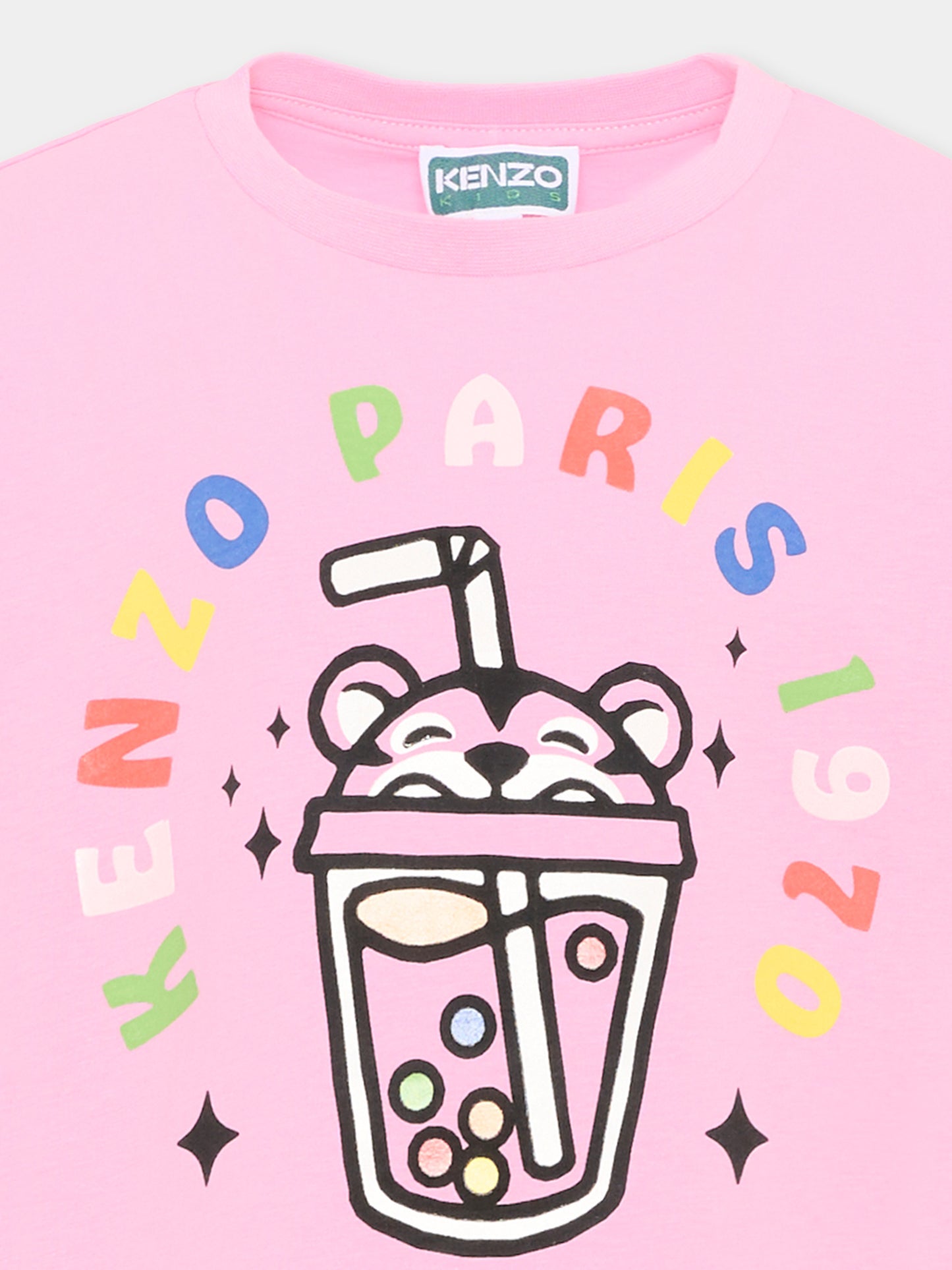 T-shirt rosa per bambina con logo,Kenzo Kids,K61769 47F