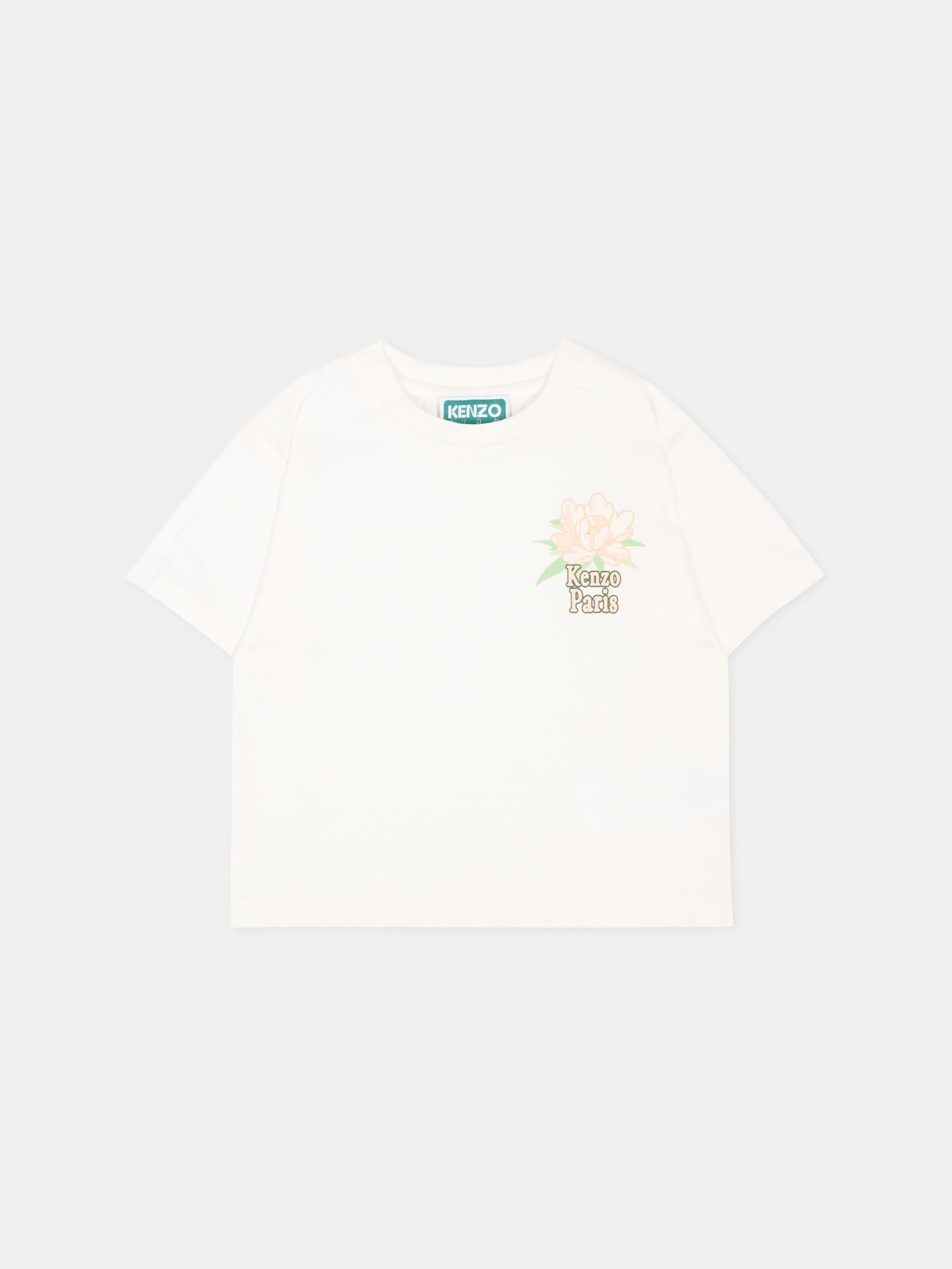 T-shirt avorio per bambini con logo,Kenzo Kids,K61760 117