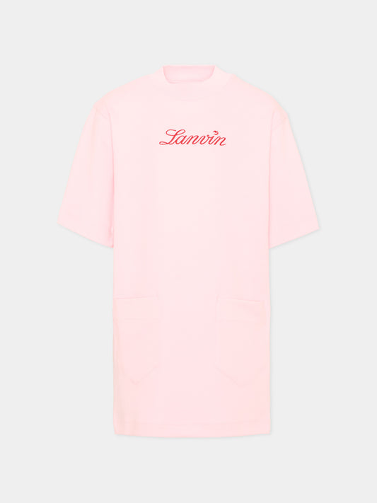 Vestito rosa per bambina con logo,Lanvin Petite,N30342 44F