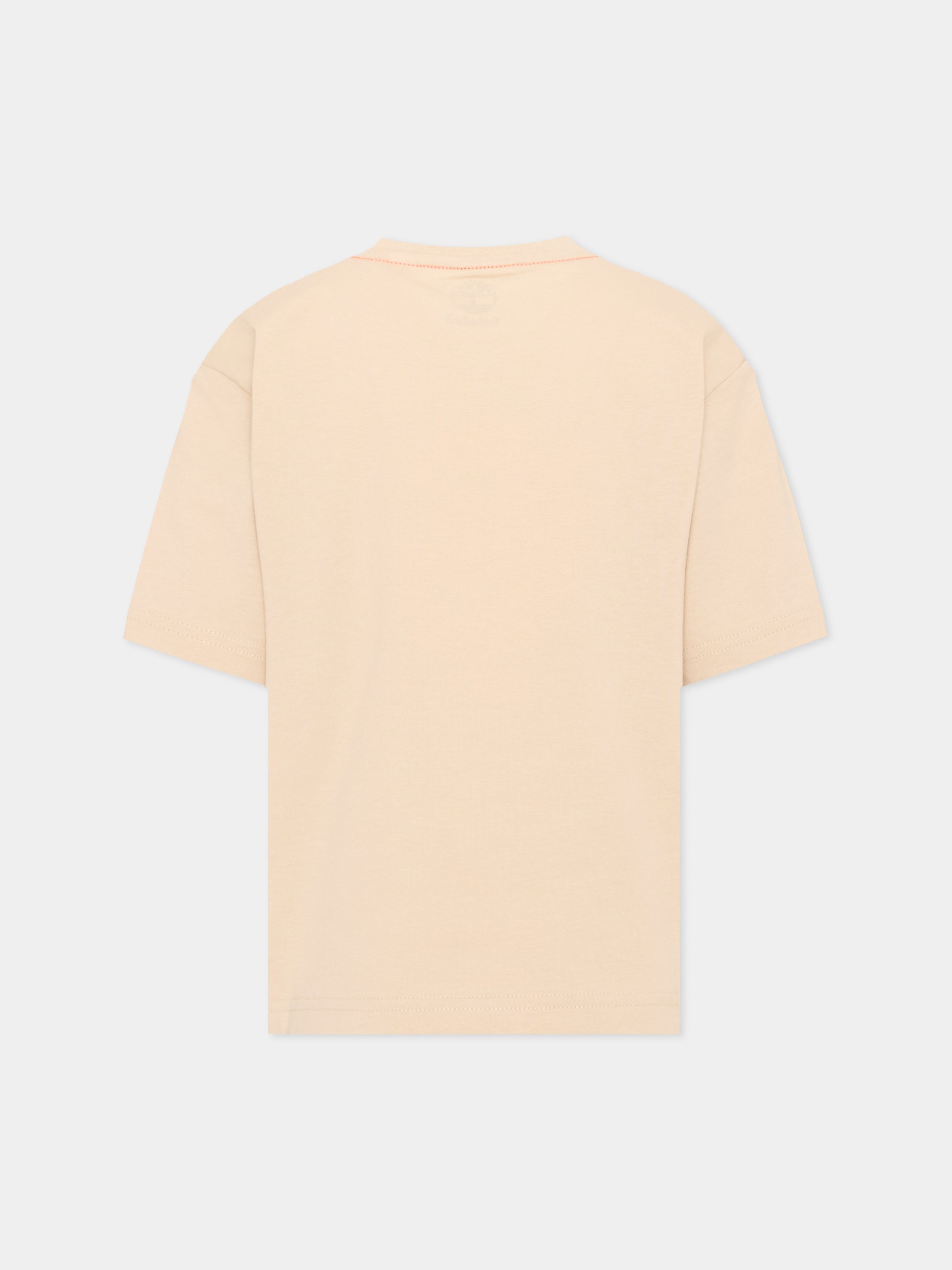 T-shirt beige per bambino con logo,Timberland,T60791 192
