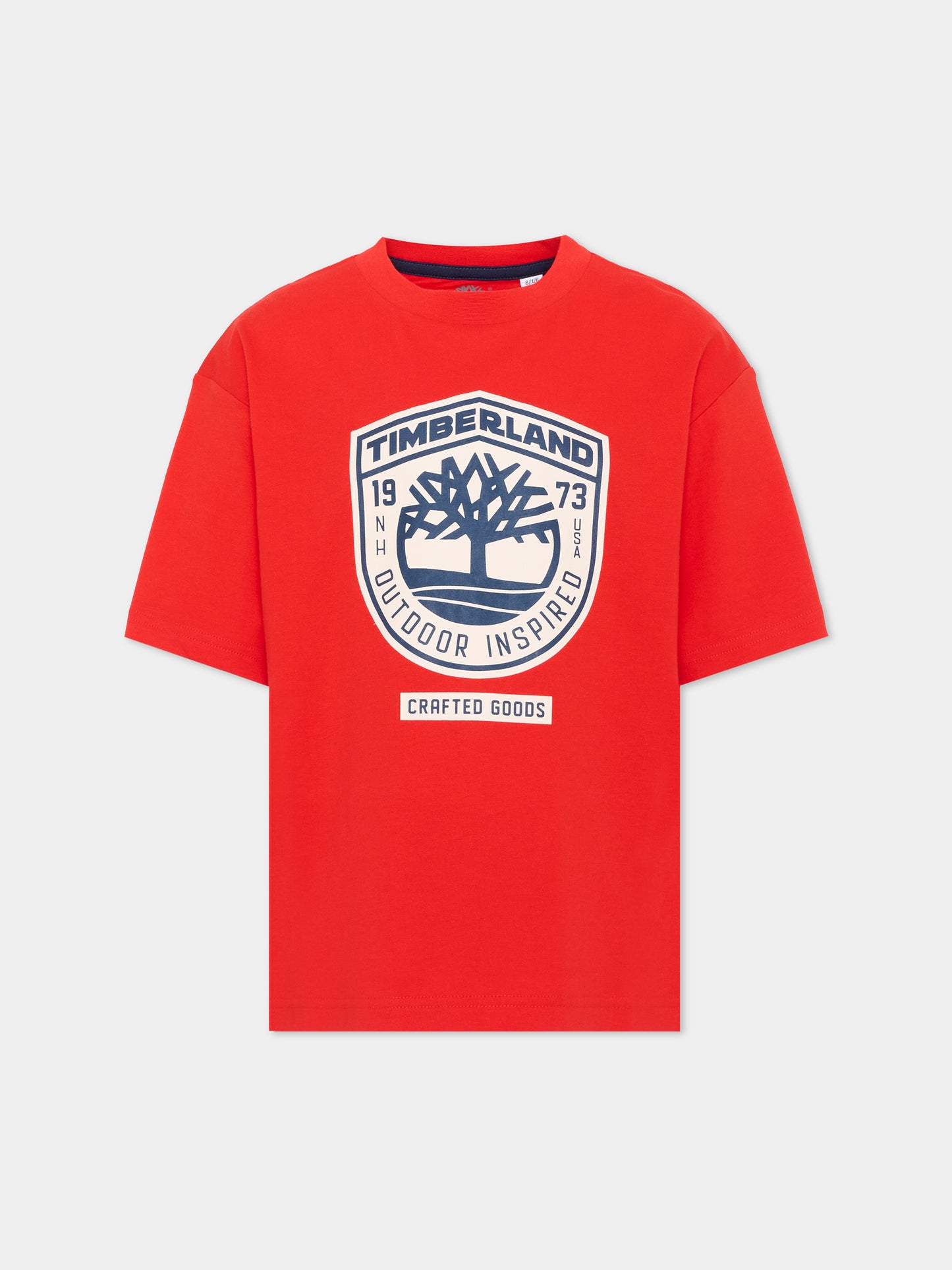 T-shirt rossa per bambino con logo,Timberland,T60791 97E