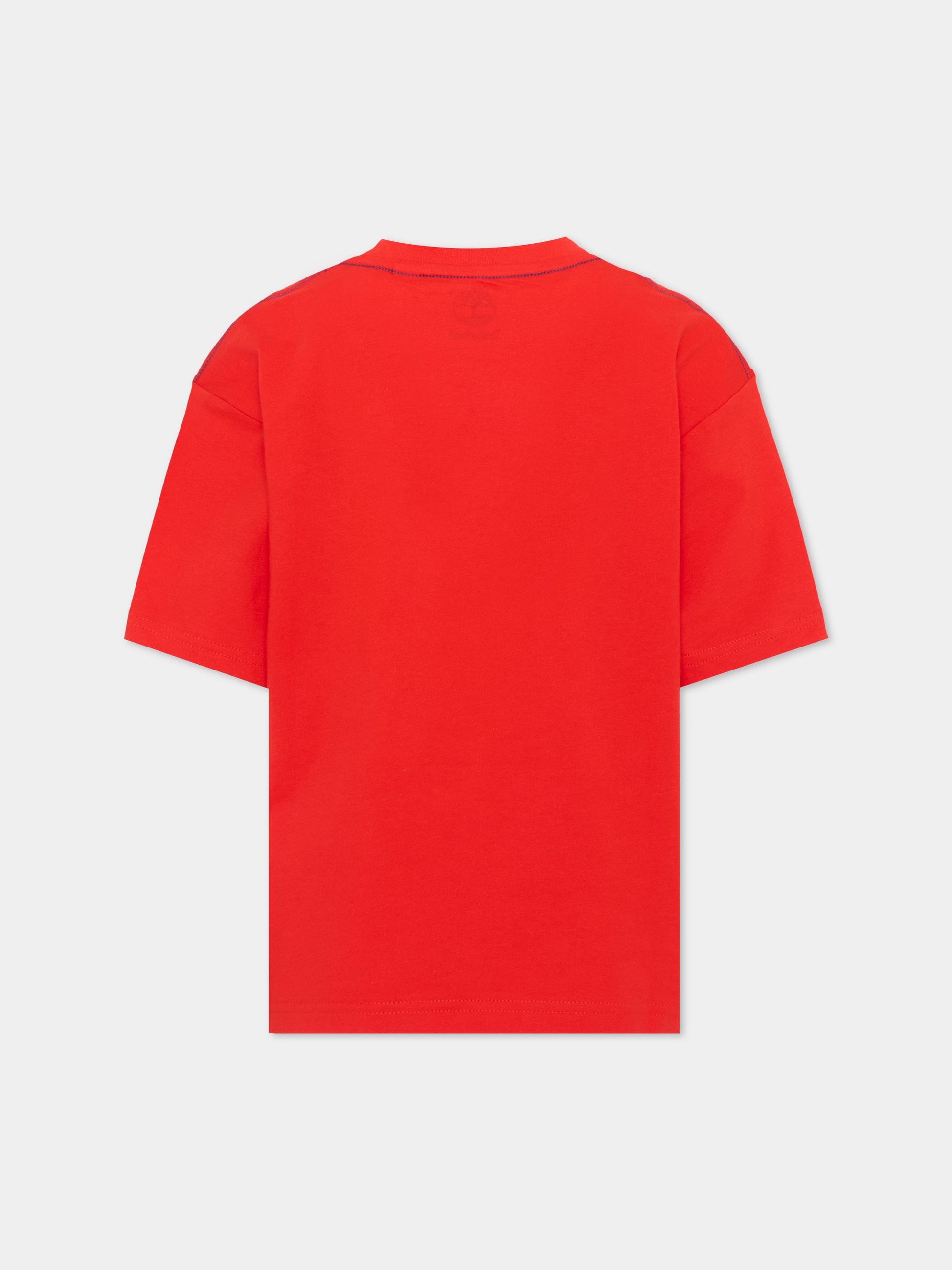 T-shirt rossa per bambino con logo,Timberland,T60791 97E