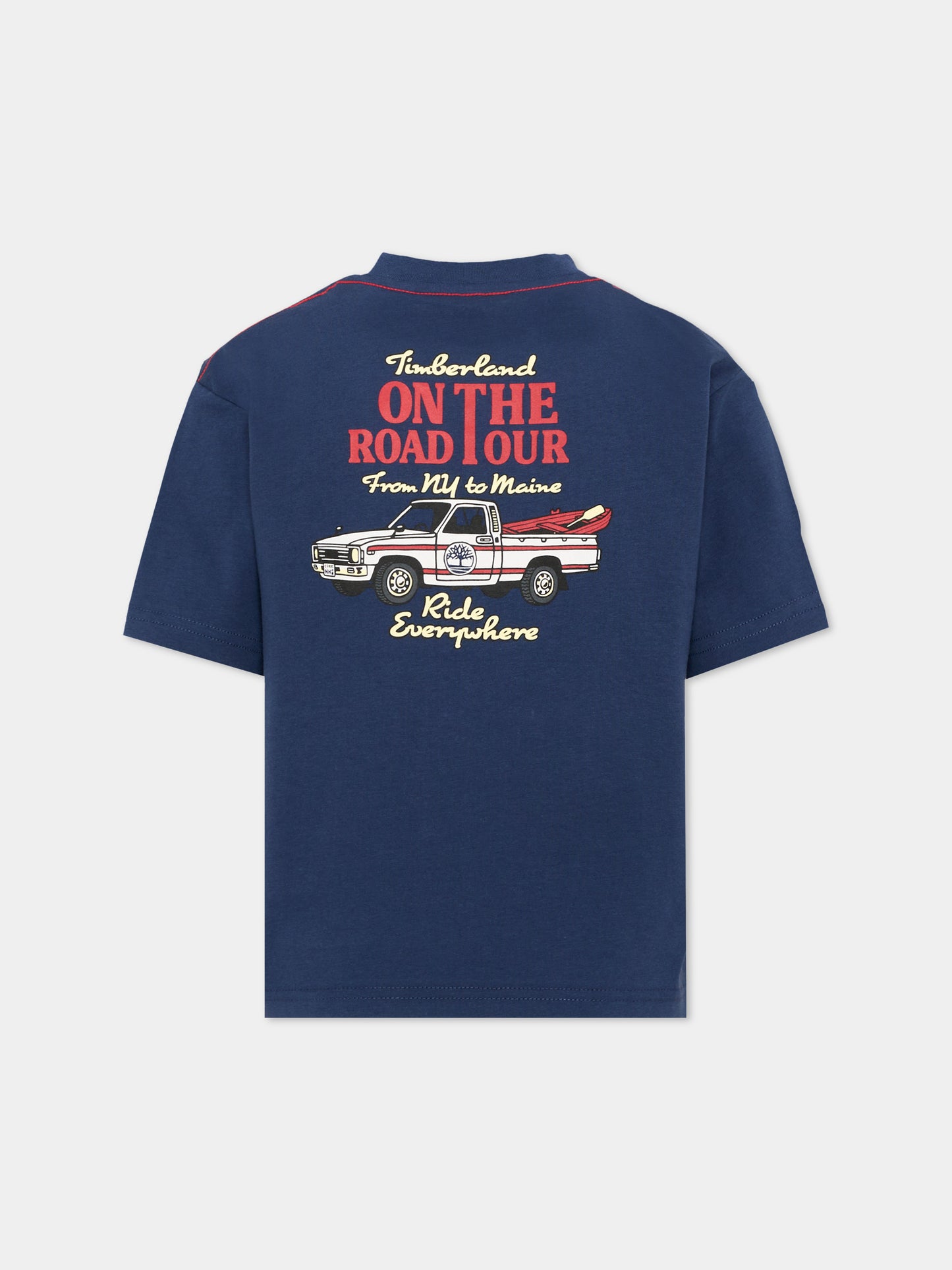T-shirt blu per bambino con logo,Timberland,T60797 805