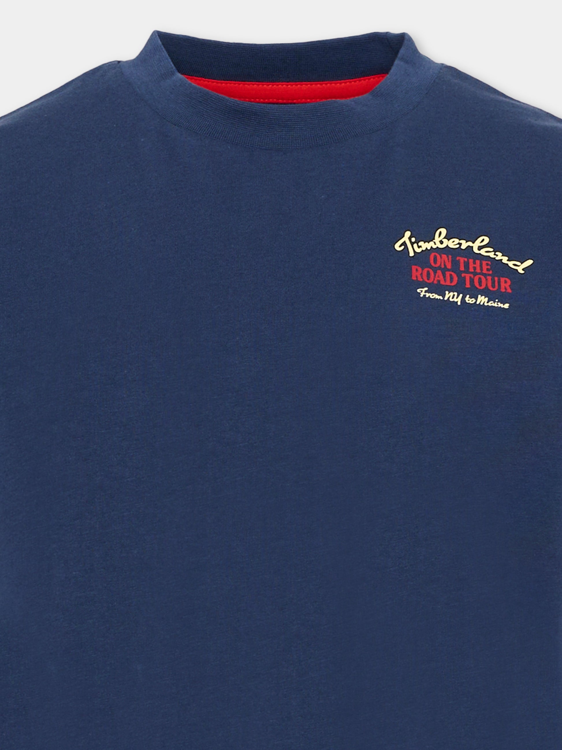 T-shirt blu per bambino con logo,Timberland,T60797 805