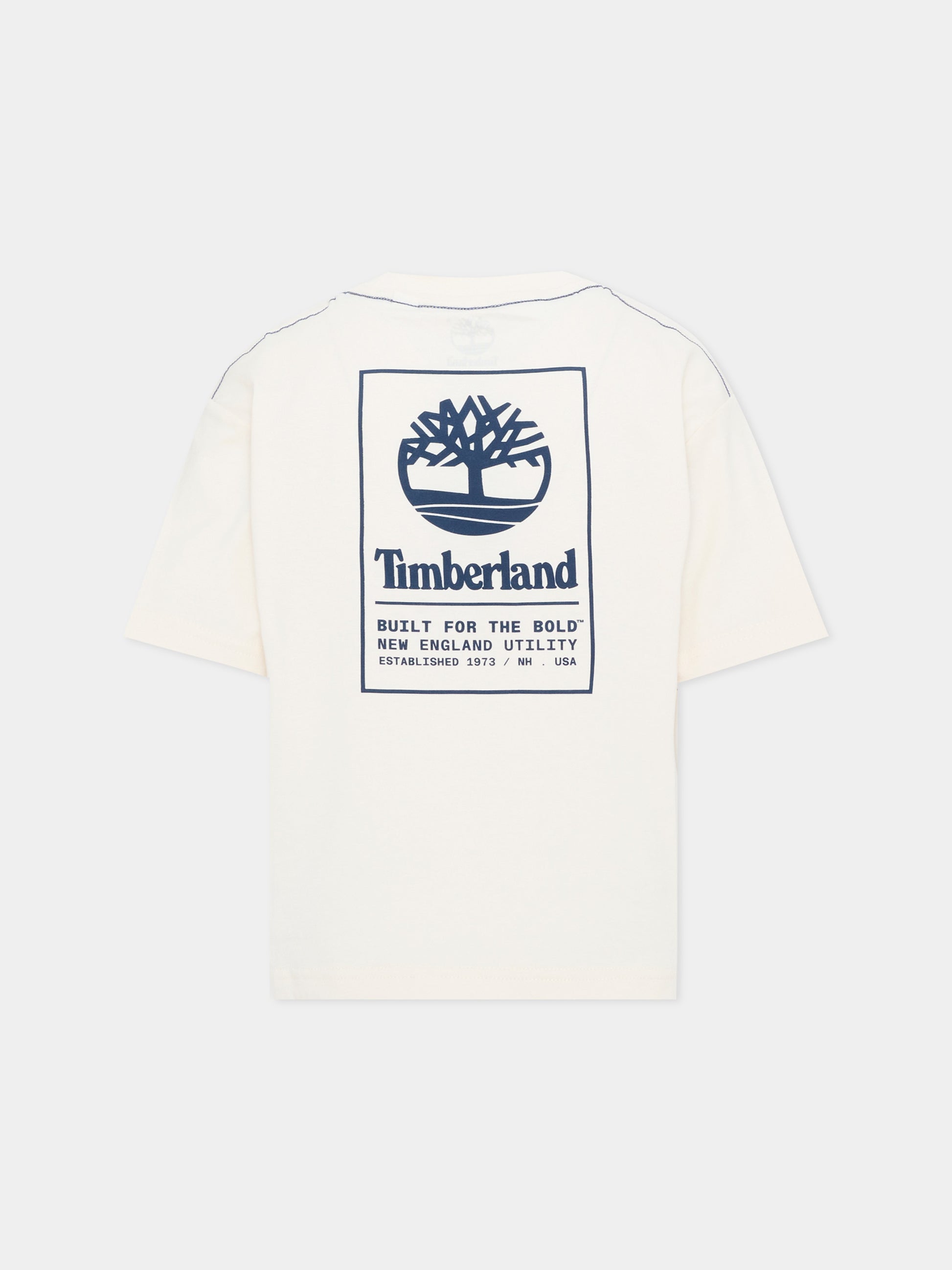 T-Shirt avorio per bambino con logo,Timberland,T60804 127