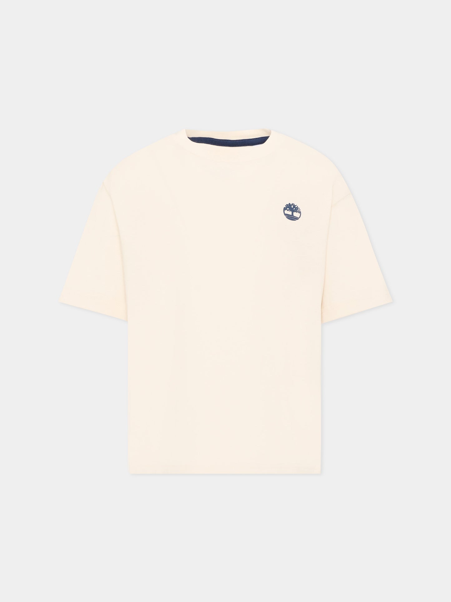 T-Shirt avorio per bambino con logo,Timberland,T60804 127