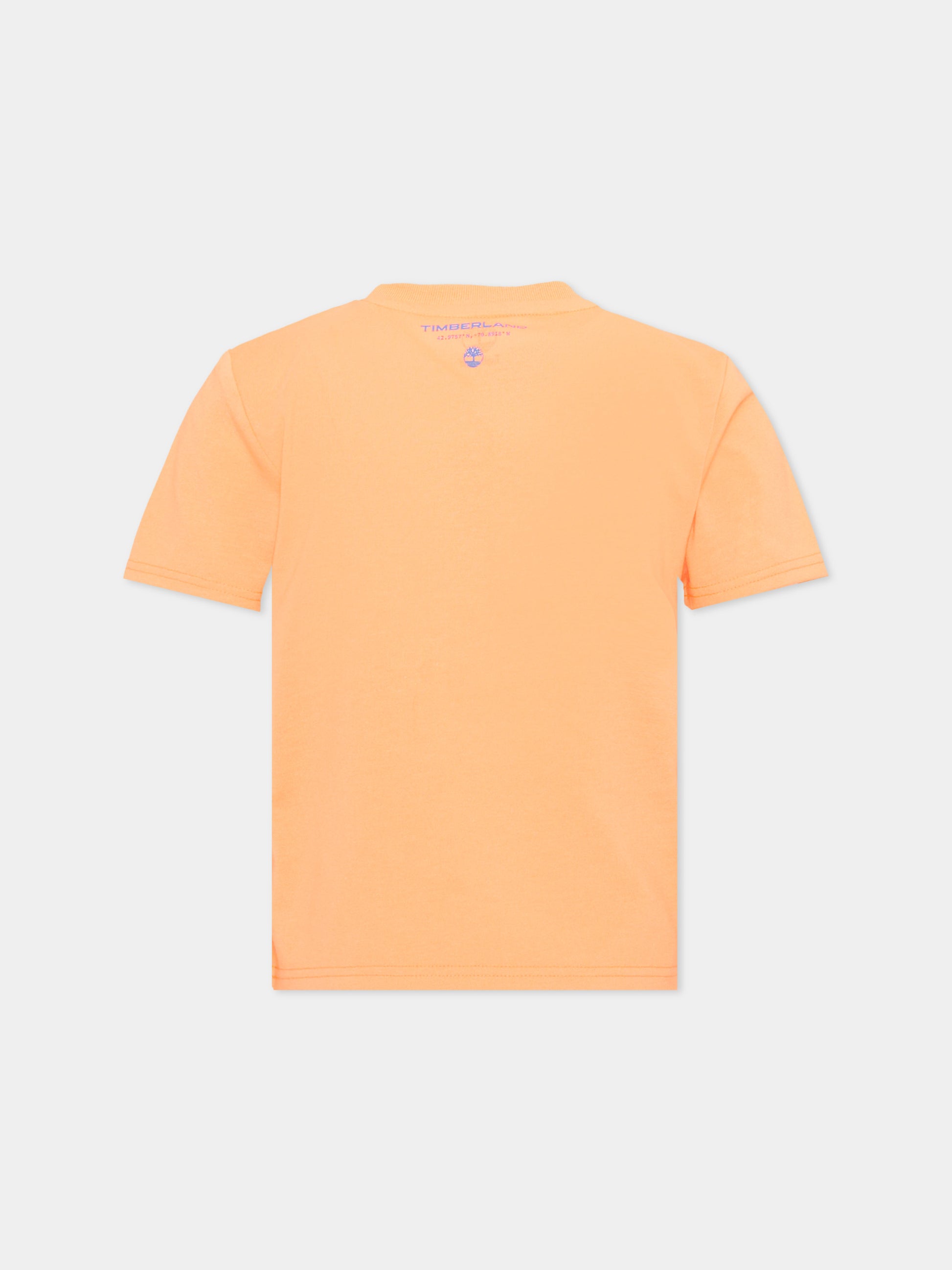 T-Shirt arancione per bambino con logo,Timberland,T60851 42Y