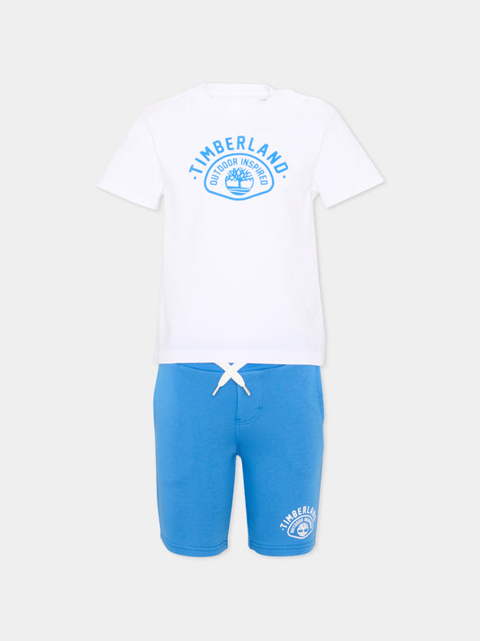 Completo sportivo azzurro per bambino con logo,Timberland,T60859 10P