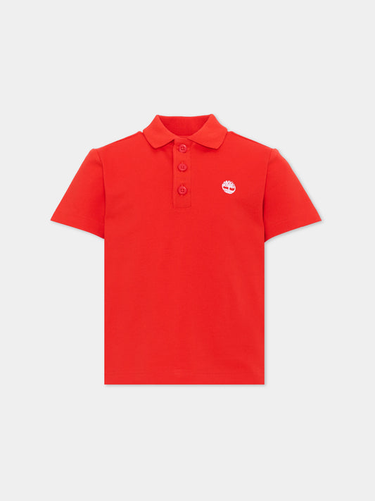 Polo rossa per bambino con logo,Timberland,T60875 97E