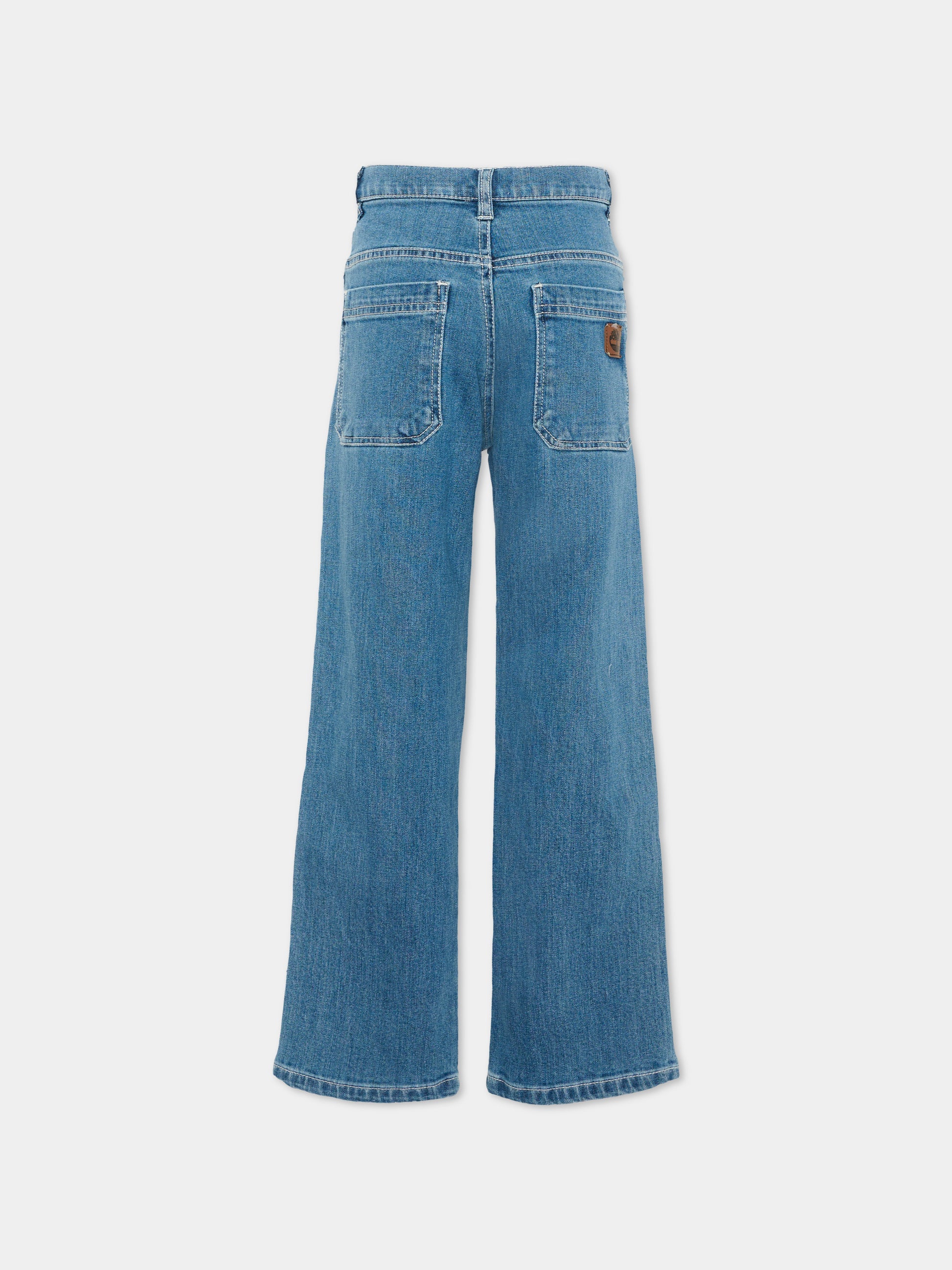 Jeans denim per bambino con patch logo,Timberland,T60960 Z10