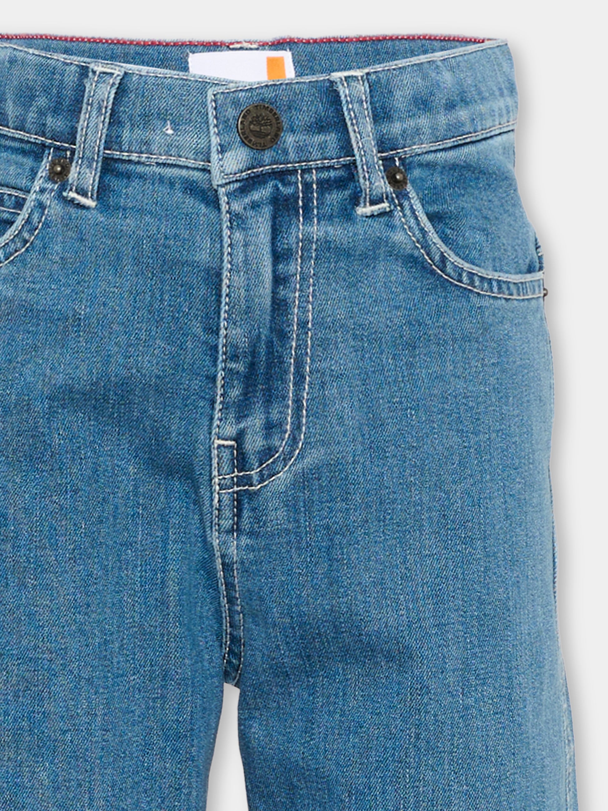 Jeans denim per bambino con patch logo,Timberland,T60960 Z10