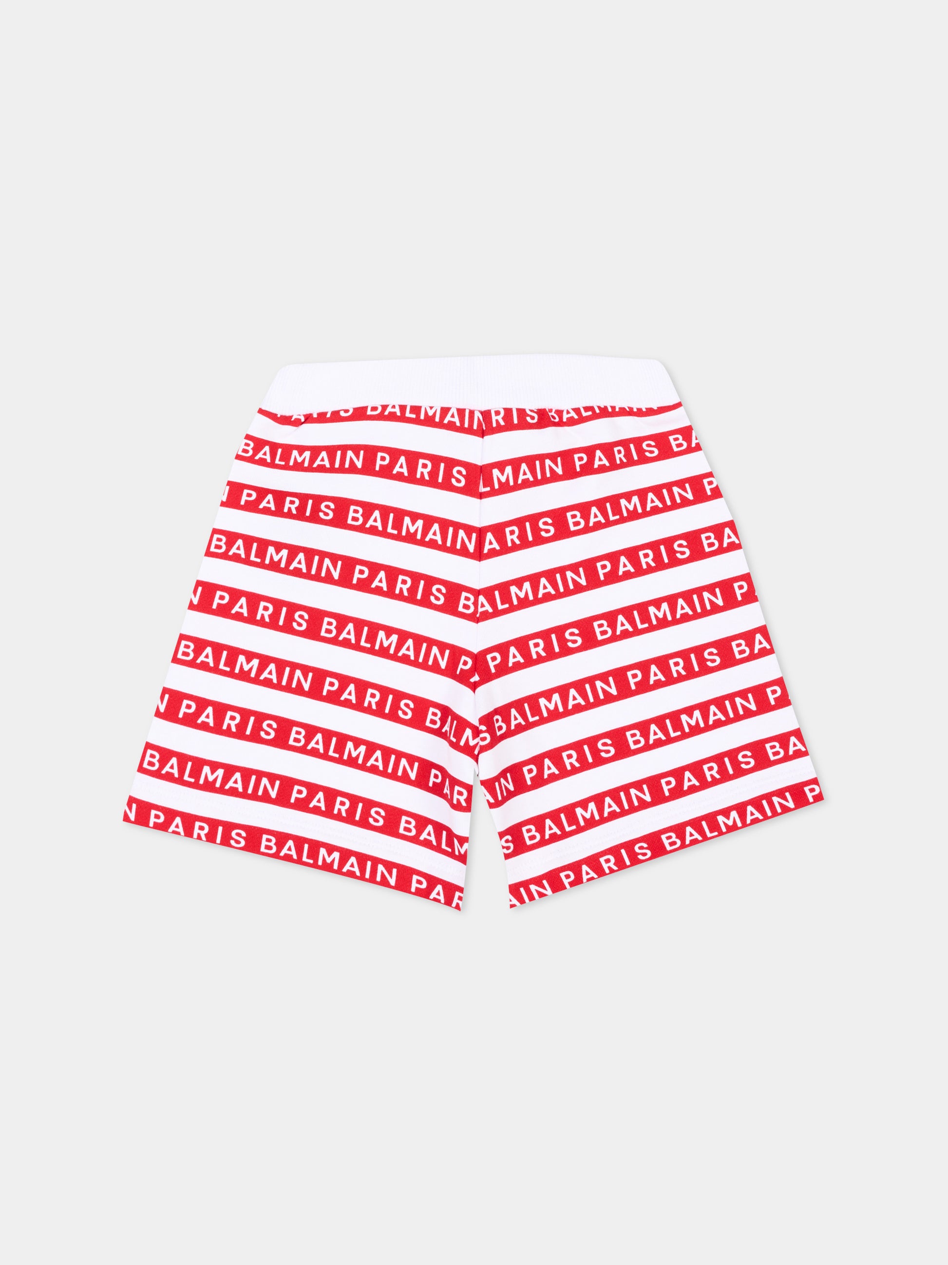 Shorts sportivi rossi per neonati con logo,Balmain Kids,BU6589 Z1909 100RO