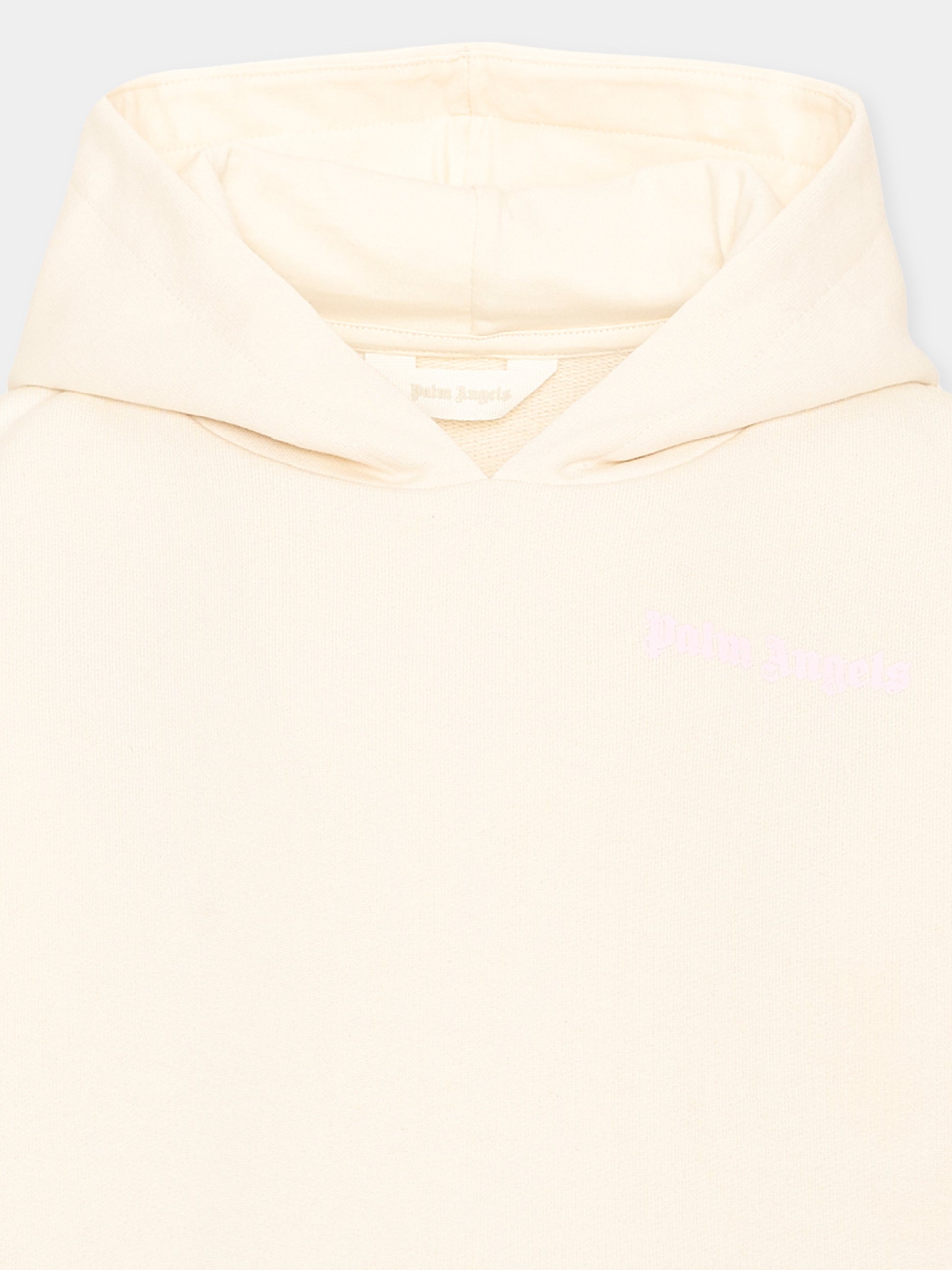 Felpa con cappuccio avorio logo,Palm Angels,PGBB014S26FLE001 002