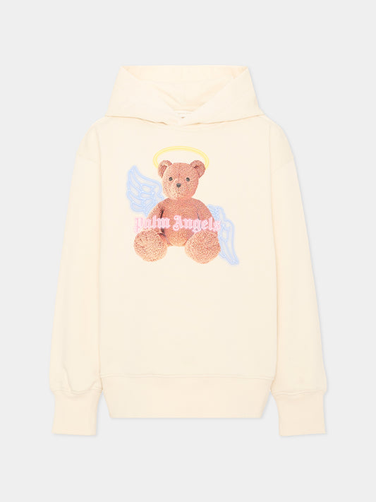 Felpa con cappuccio avorio teddy bear,Palm Angels,PGBB015S26FLE001 002