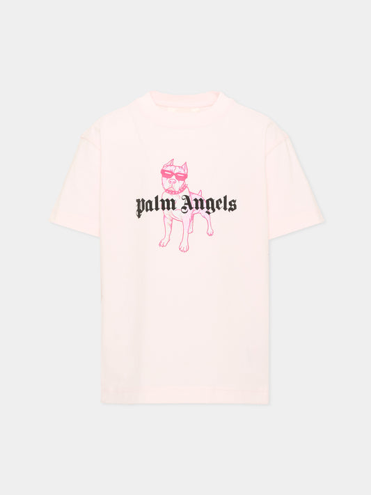 T-shirt rosa per bambina con stampa,Palm Angels,PGAA002S26JER009 042