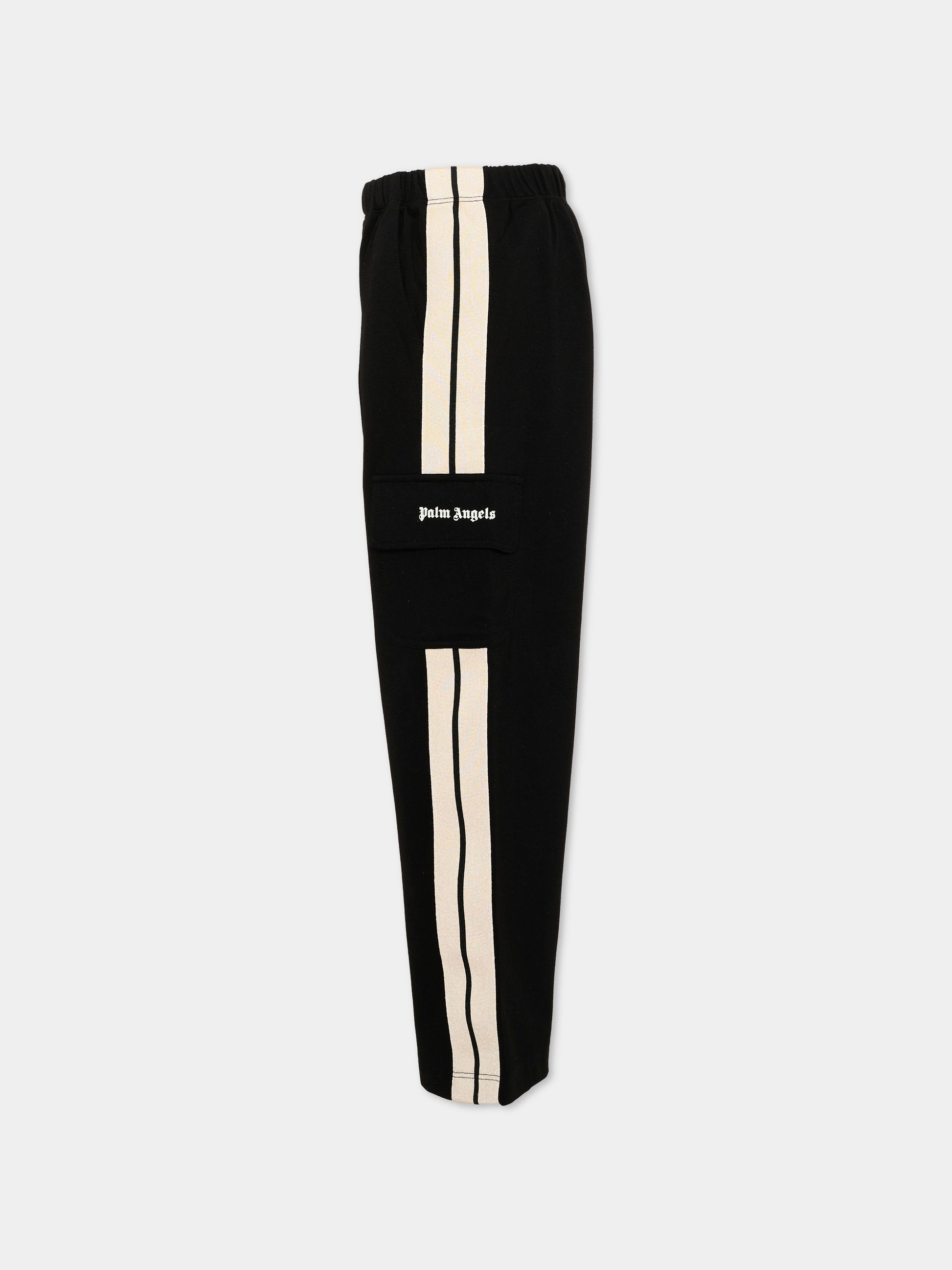 Pantalone nero per bambina cargo,Palm Angels,PGCJ011S26FLE001 110