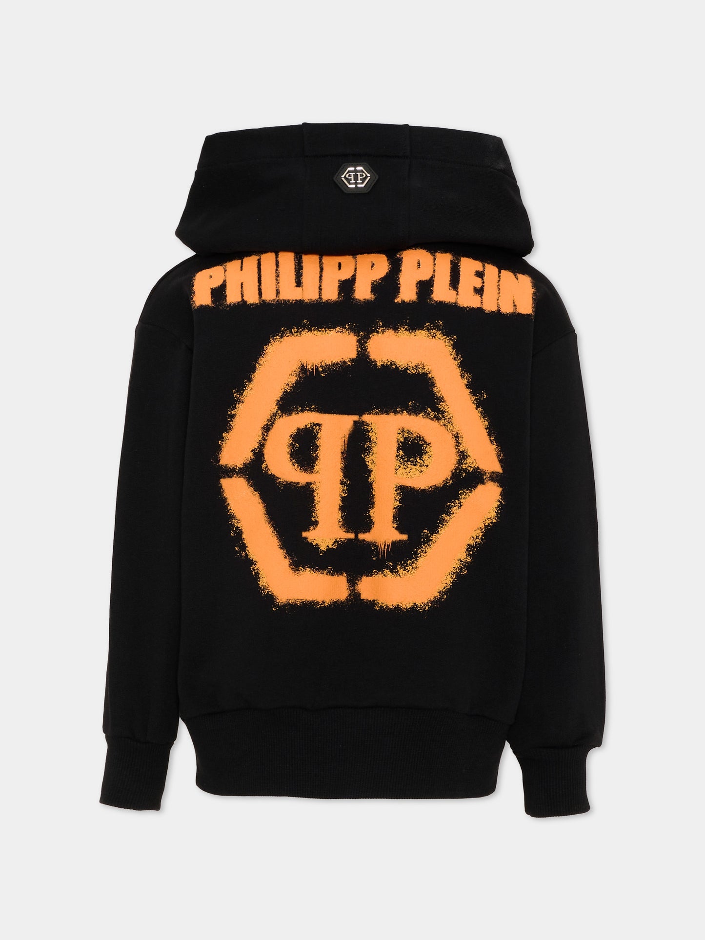 Felpa con cappuccio nera con logo,Philipp Plein Junior,S6PHJBZH014 110
