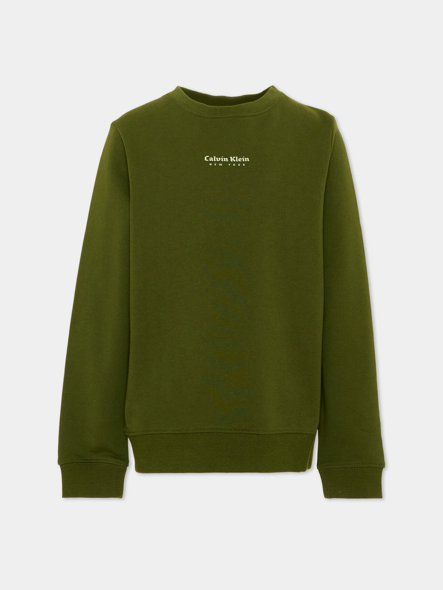 Felpa verde per bambino logo frontale,Calvin Klein Kids,IB0IB02617 LTQ